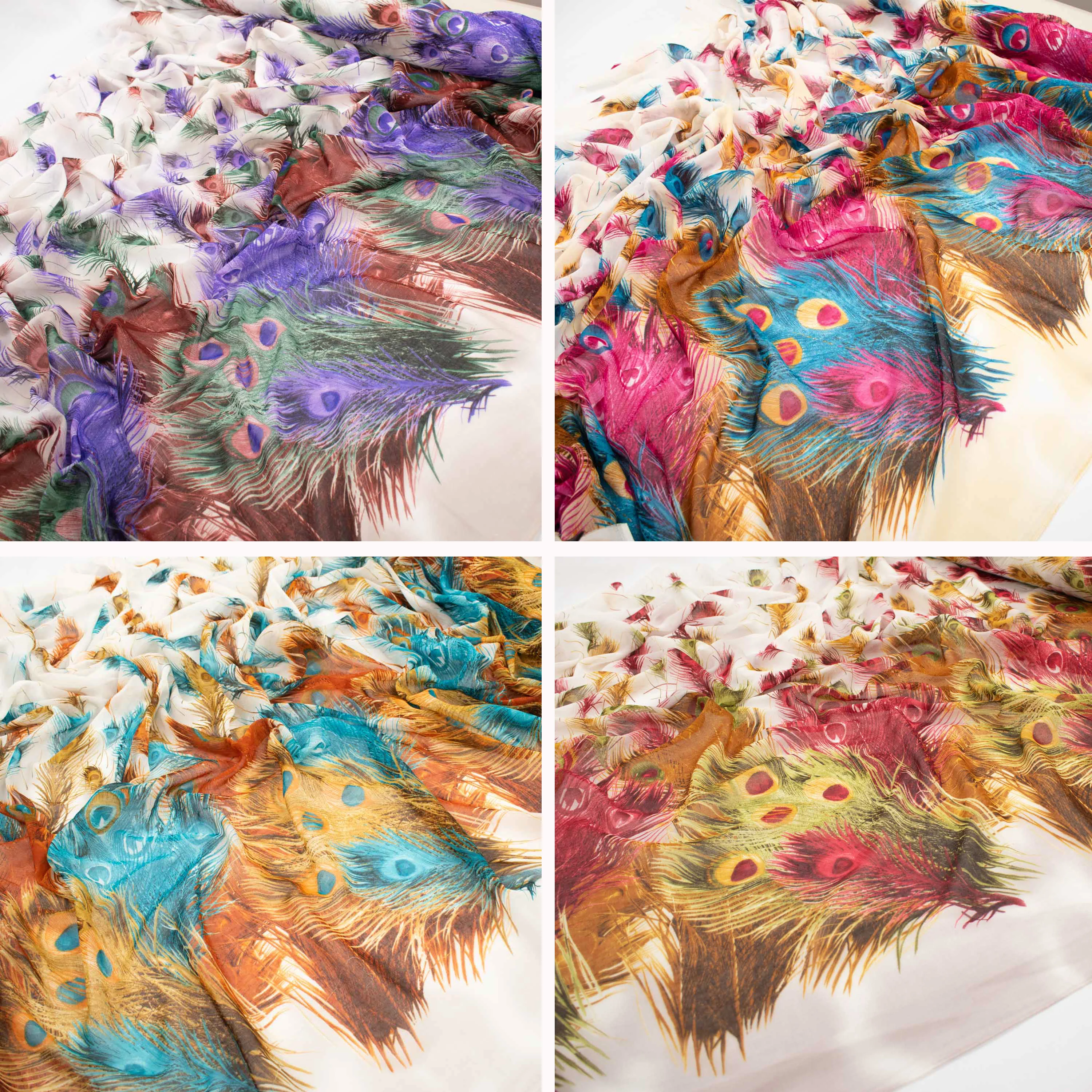 Peacock Printed Cotton Blended Voile Purple & Maroon - Image 7