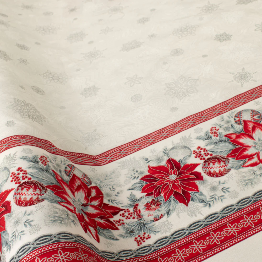 Peggy Toole for Robert Kaufman Holiday Flourish Collection - Japanese Koyo Poinsettia Metallic Print