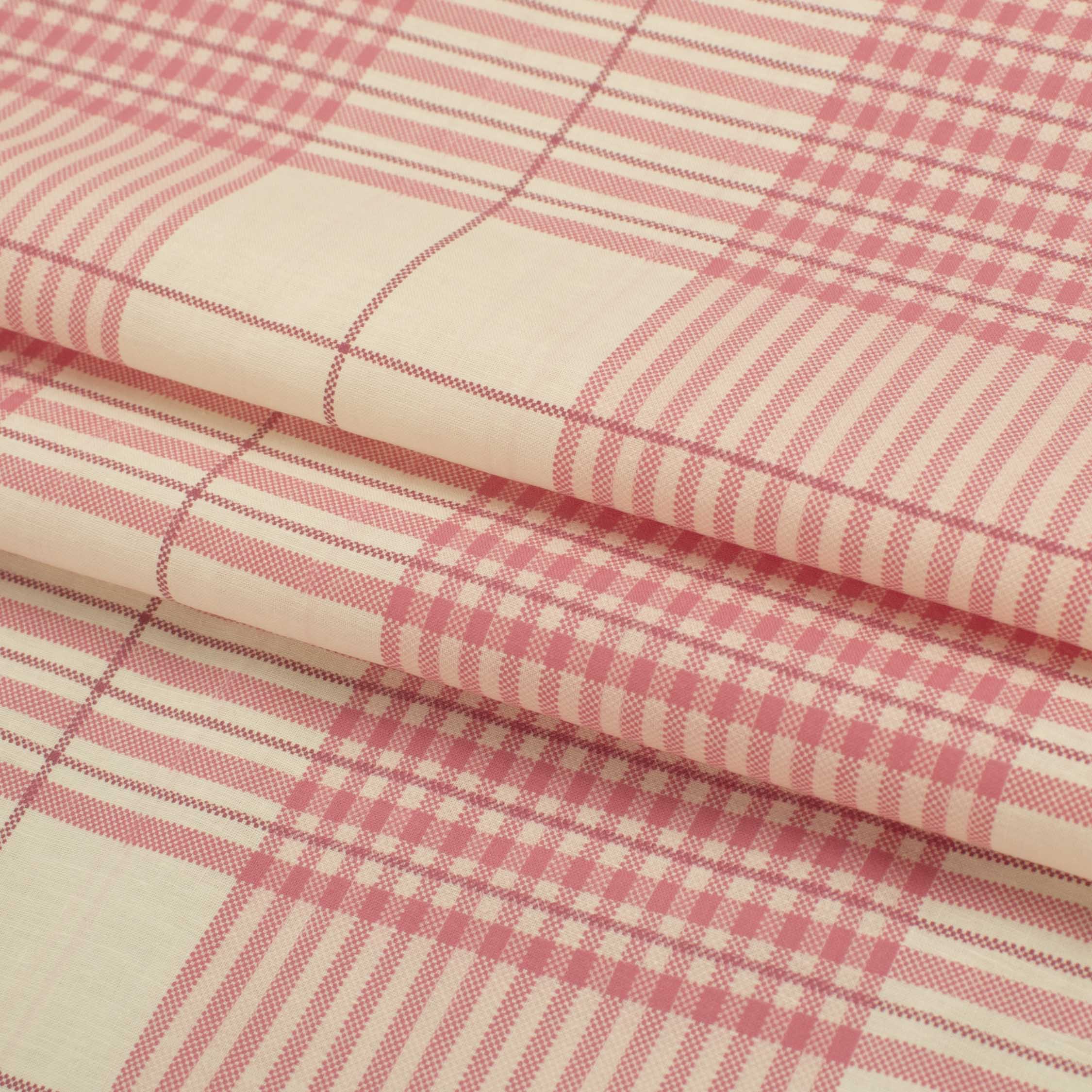 Pink & Cream Check Shirting 150cm - Image 3