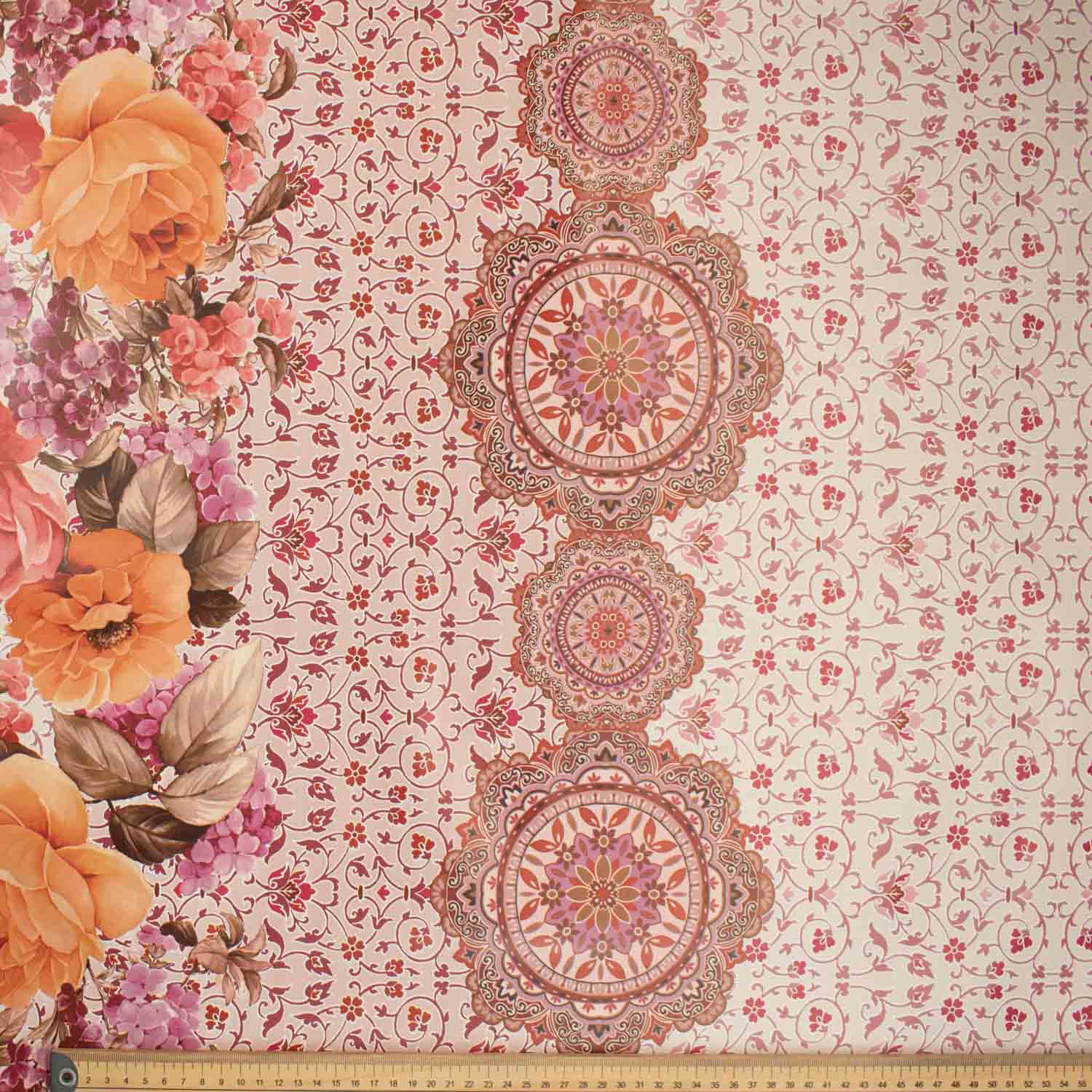 Pink Flowers & Vines Plastic Tablecloth Fabric - Image 2