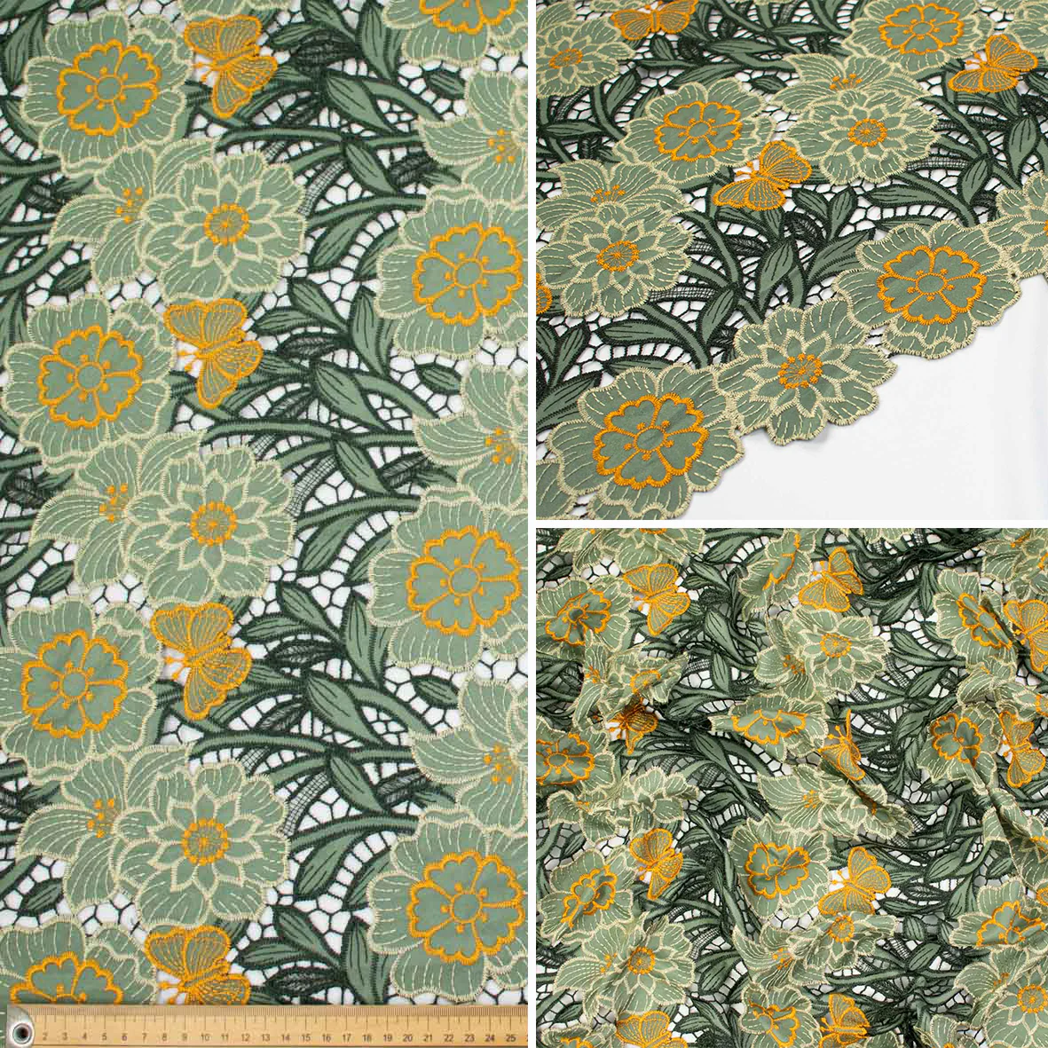 Premium Heavy Floral Embroidered Guipure Lace - Image 10