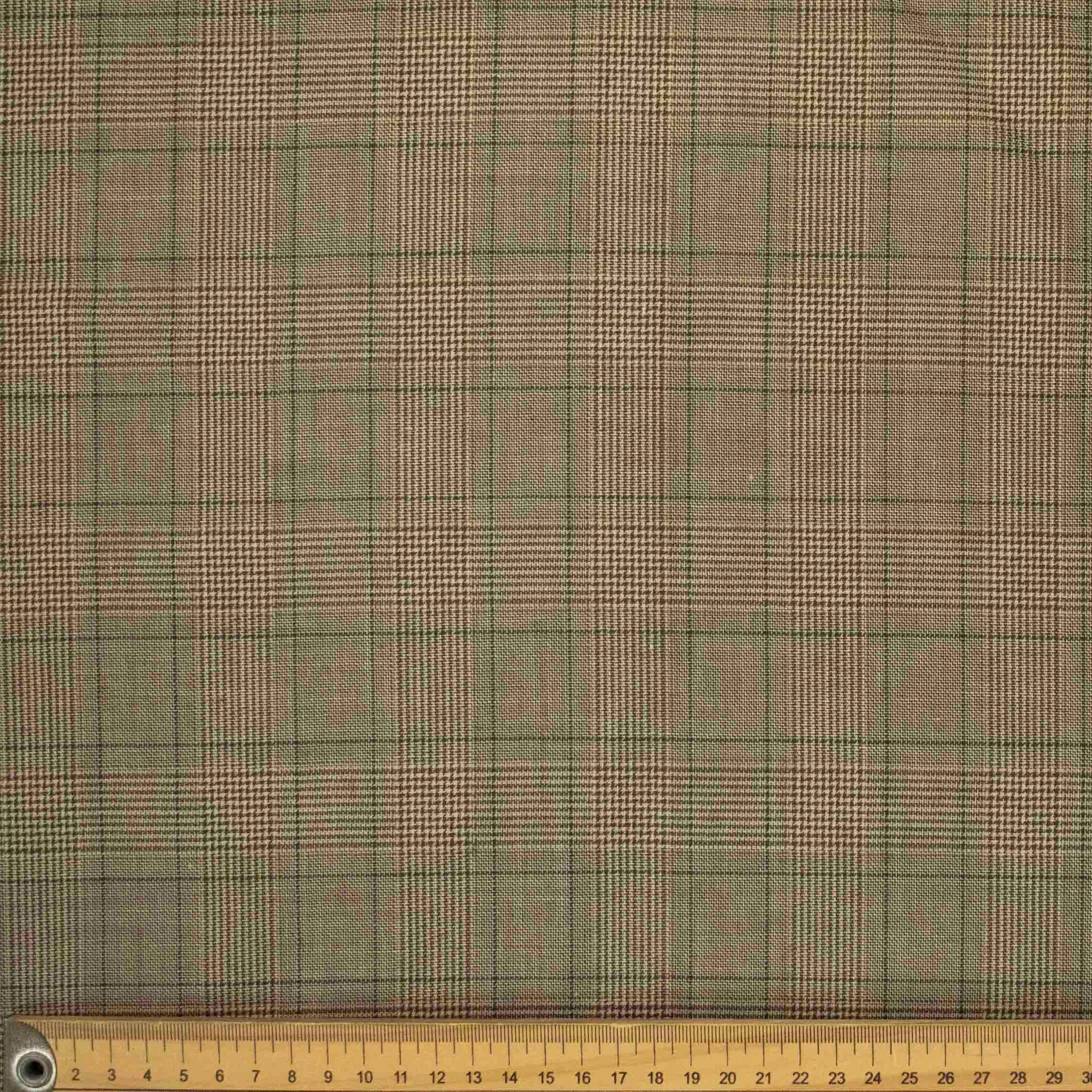 Prince of Wales Check Printed Shirting Design-22 Beige Glen Plaid - Image 2