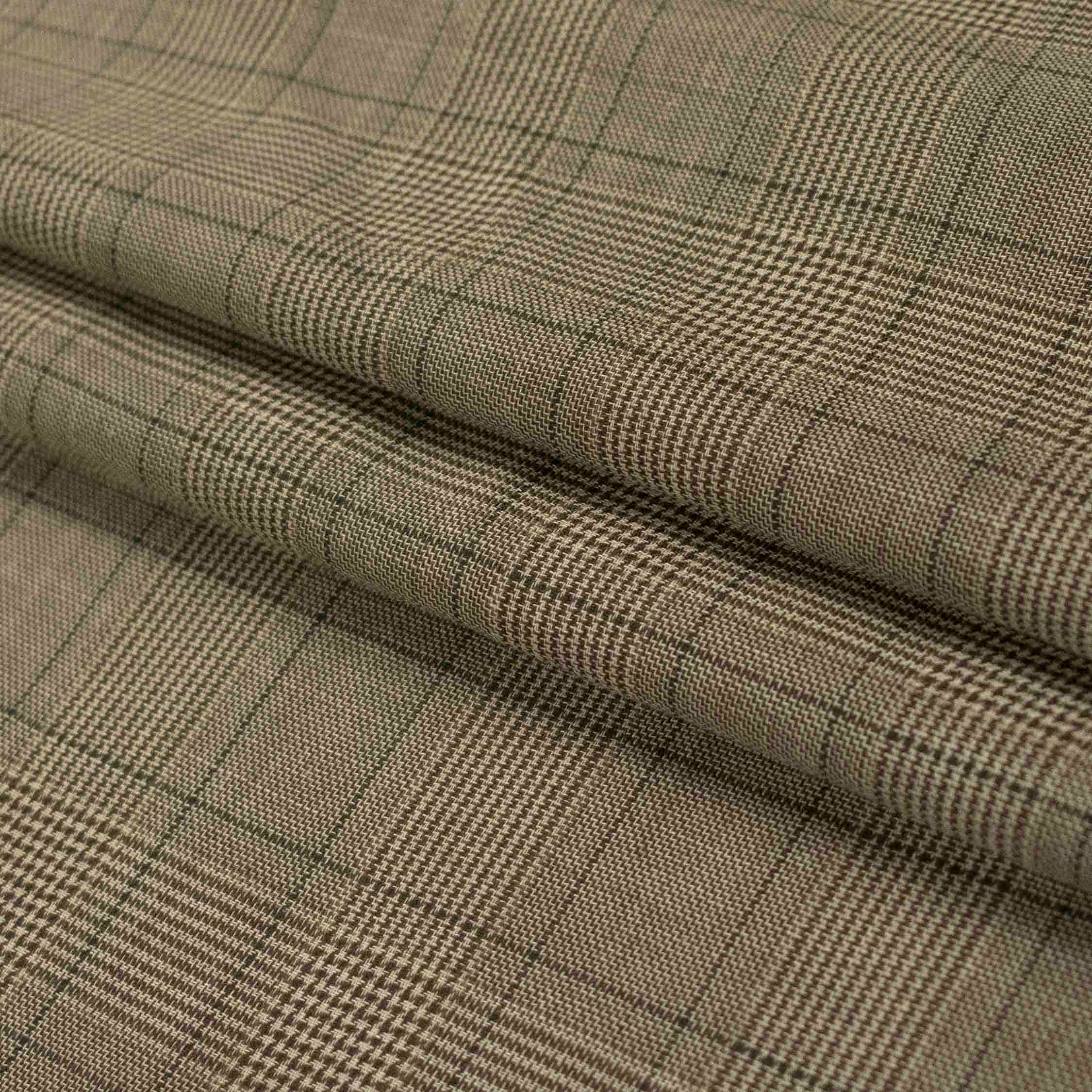 Prince of Wales Check Printed Shirting Design-22 Beige Glen Plaid - Image 3