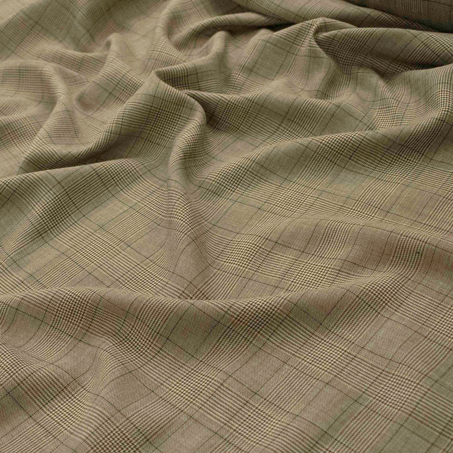Prince of Wales Check Printed Shirting Design-22 Beige Glen Plaid - Image 4