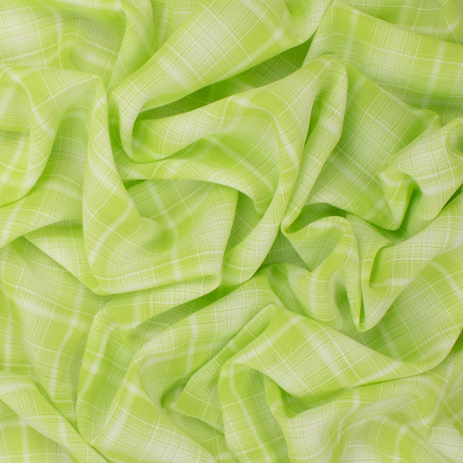 Printed Chiffon Design-3 Green & White Checks - Image 2