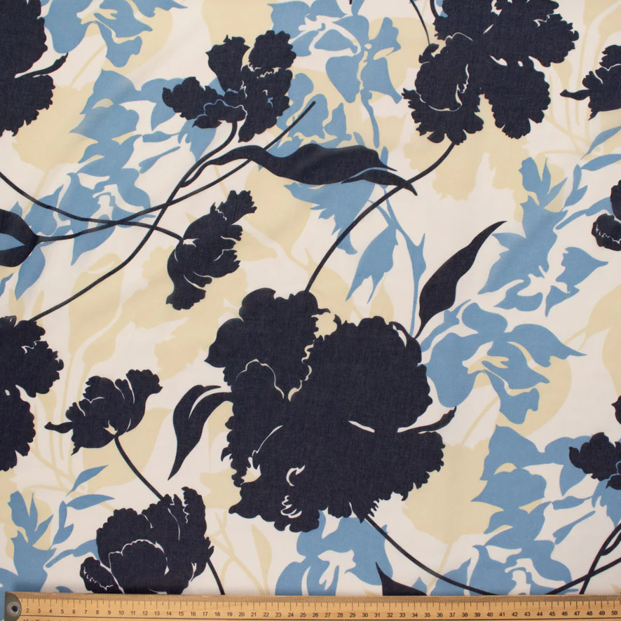Printed Chiffon Design-245 Blue & Navy Floral - Image 2