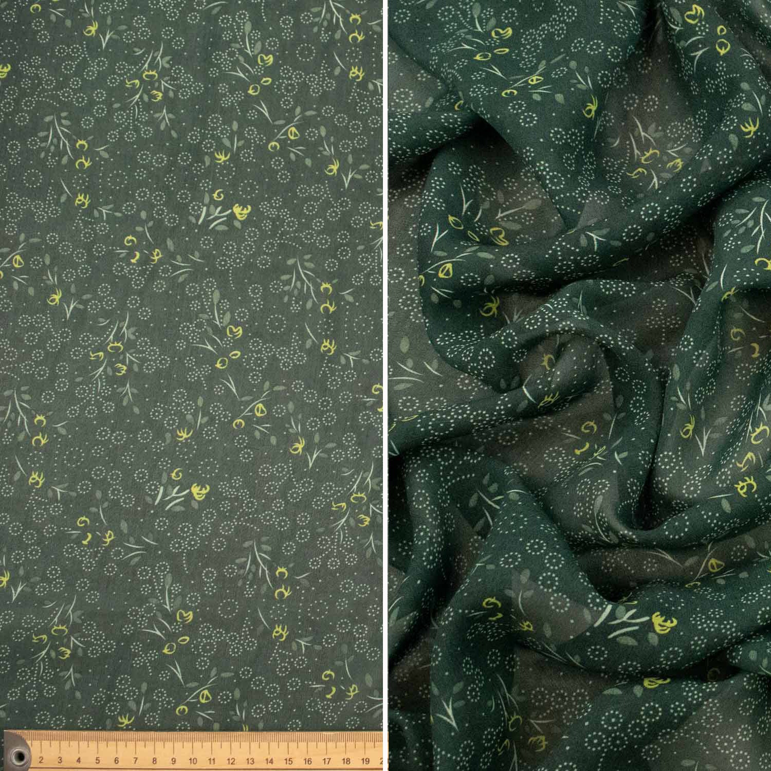 Printed Chiffon Design-90 Mini Leaves - Image 2