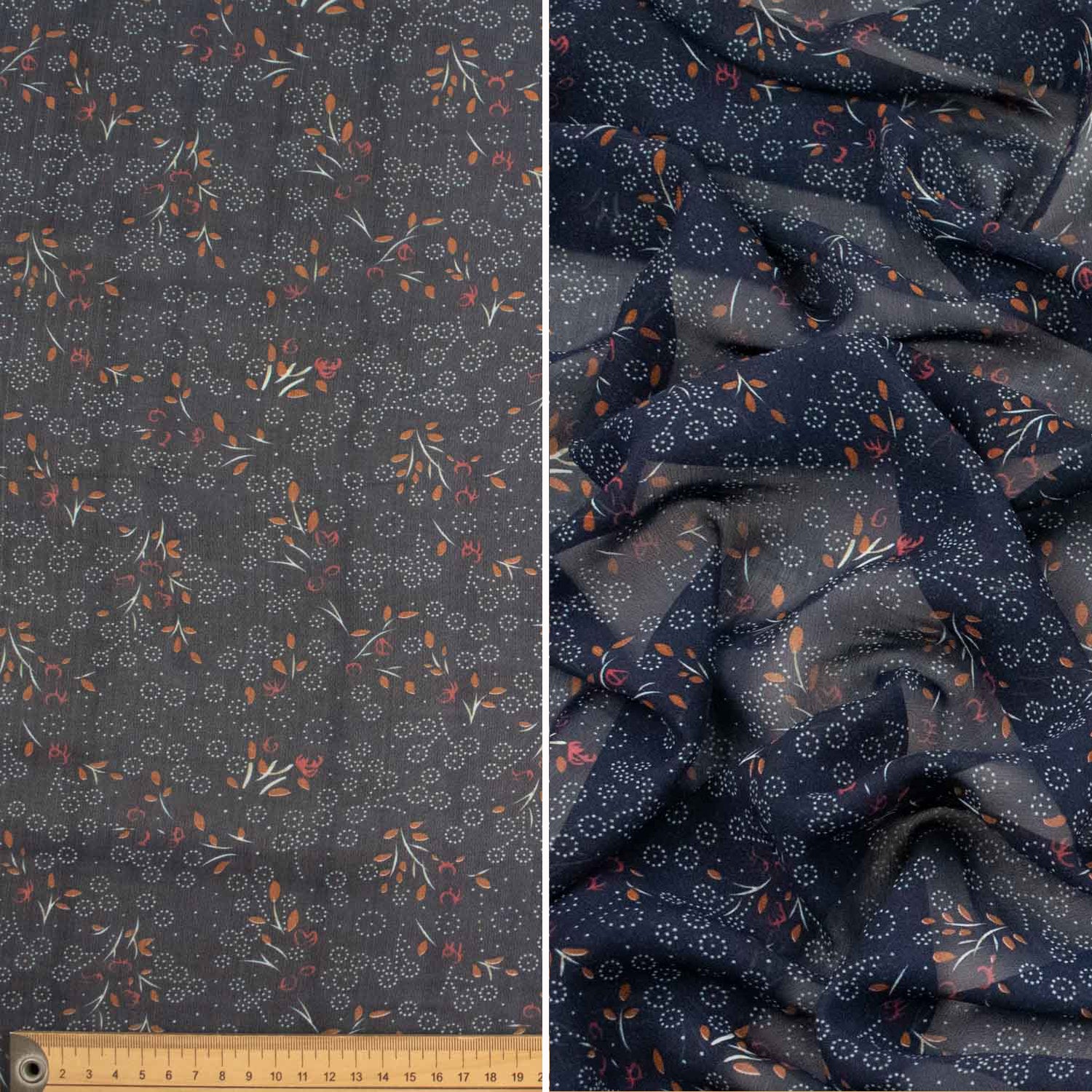 Printed Chiffon Design-90 Mini Leaves - Image 3