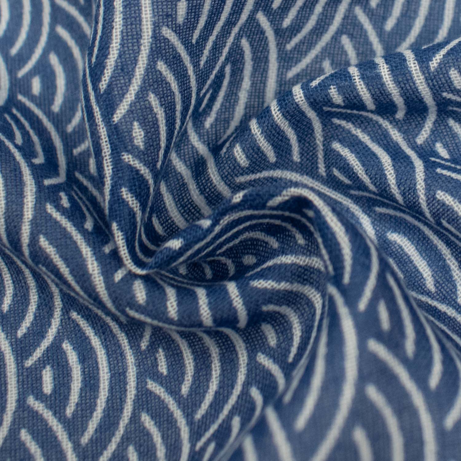 Printed Cotton Voile Design-4 Traditional Japanese Wave (Seigaiha) Pattern - Navy - Image 2