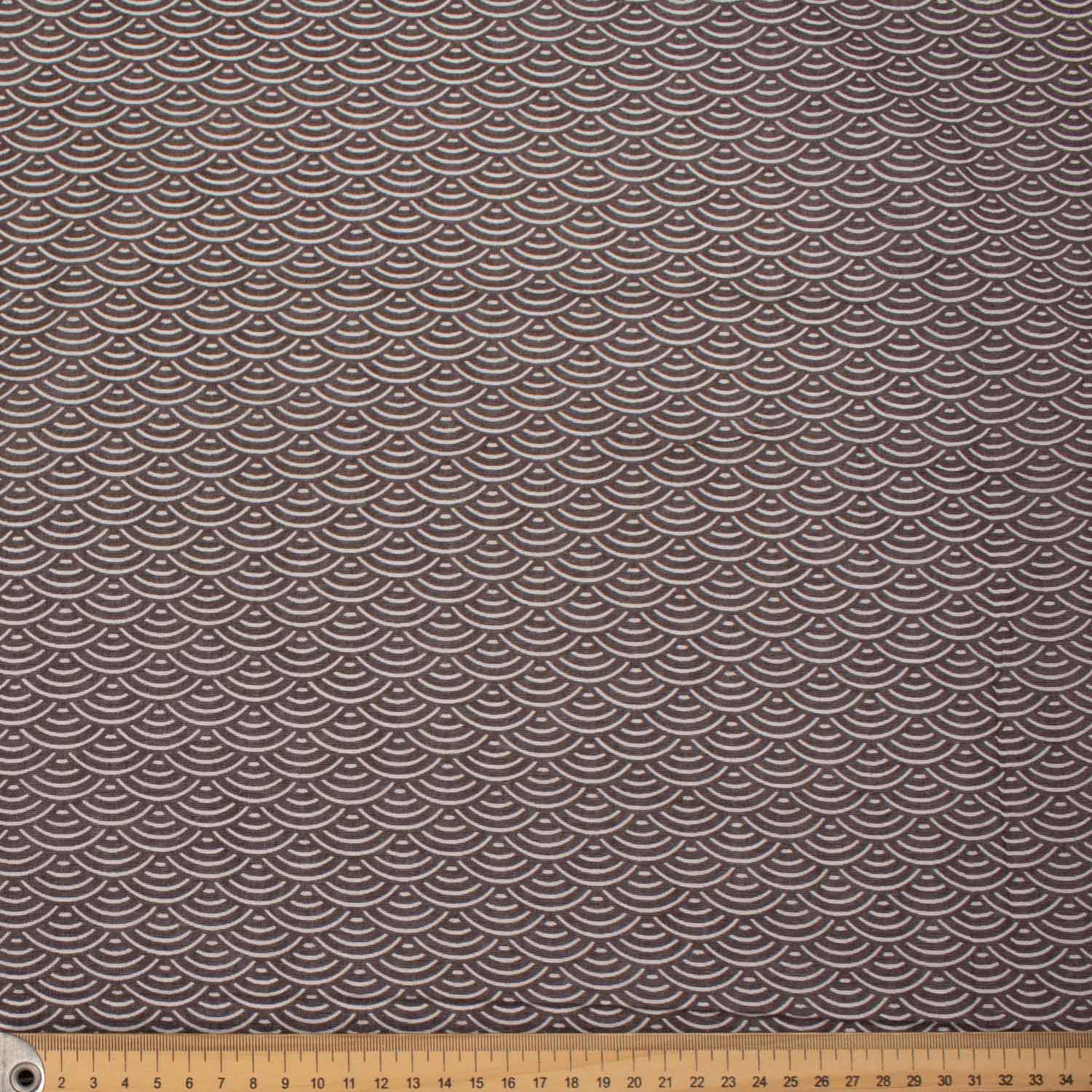 Printed Cotton Voile Design-5 Traditional Japanese Wave (Seigaiha) Pattern - Cocoa - Image 3