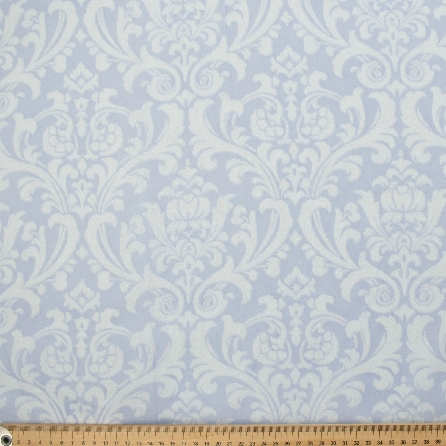 Printed Cotton Voile Design-56 White Baroque Flowers on Blue - Image 2