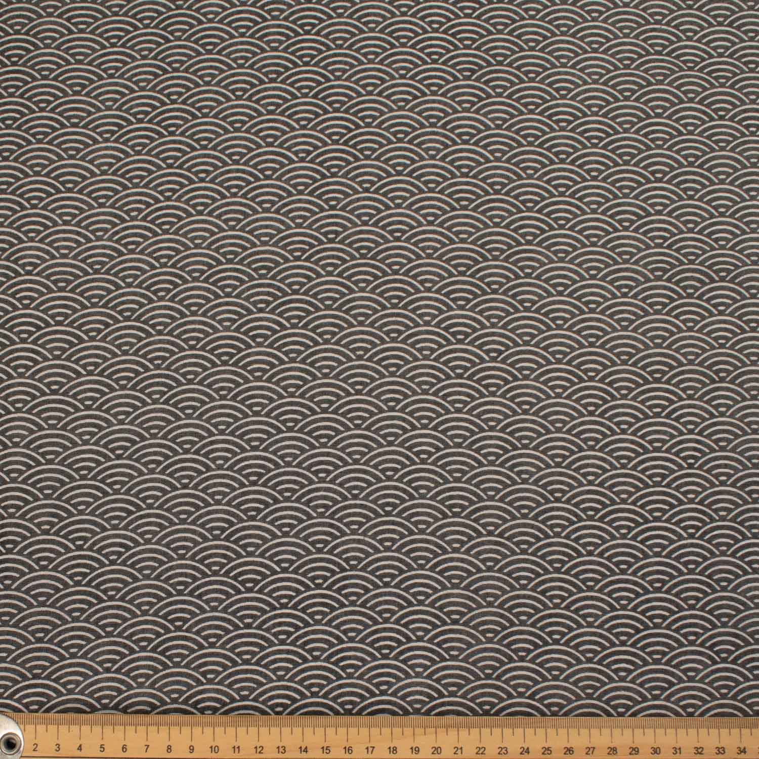 Printed Cotton Voile Design-6 Traditional Japanese Wave (Seigaiha) Pattern - Charcoal - Image 2