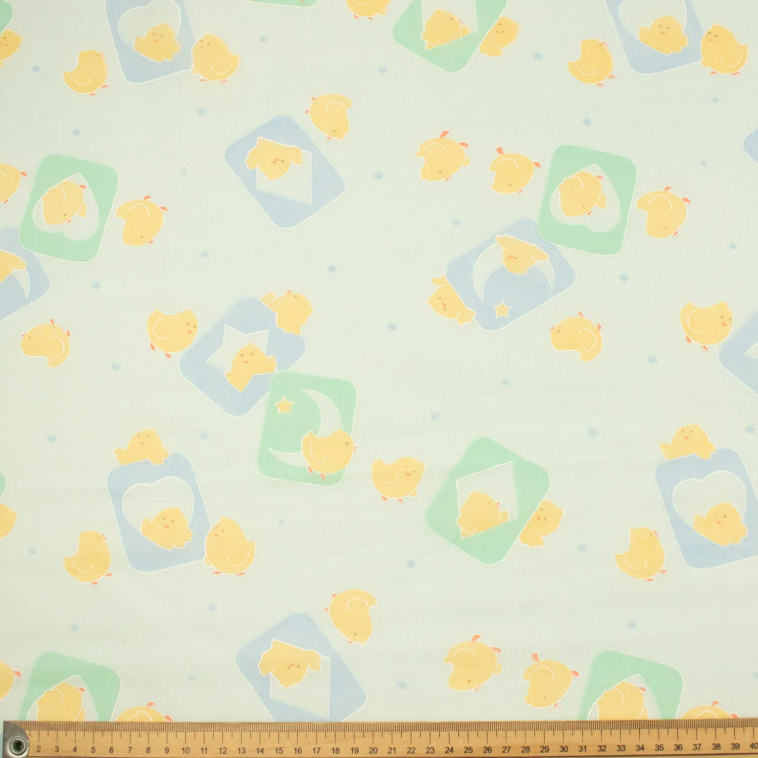 Printed Cotton Voile Design-77 Yellow Chicks on Mint - Image 2