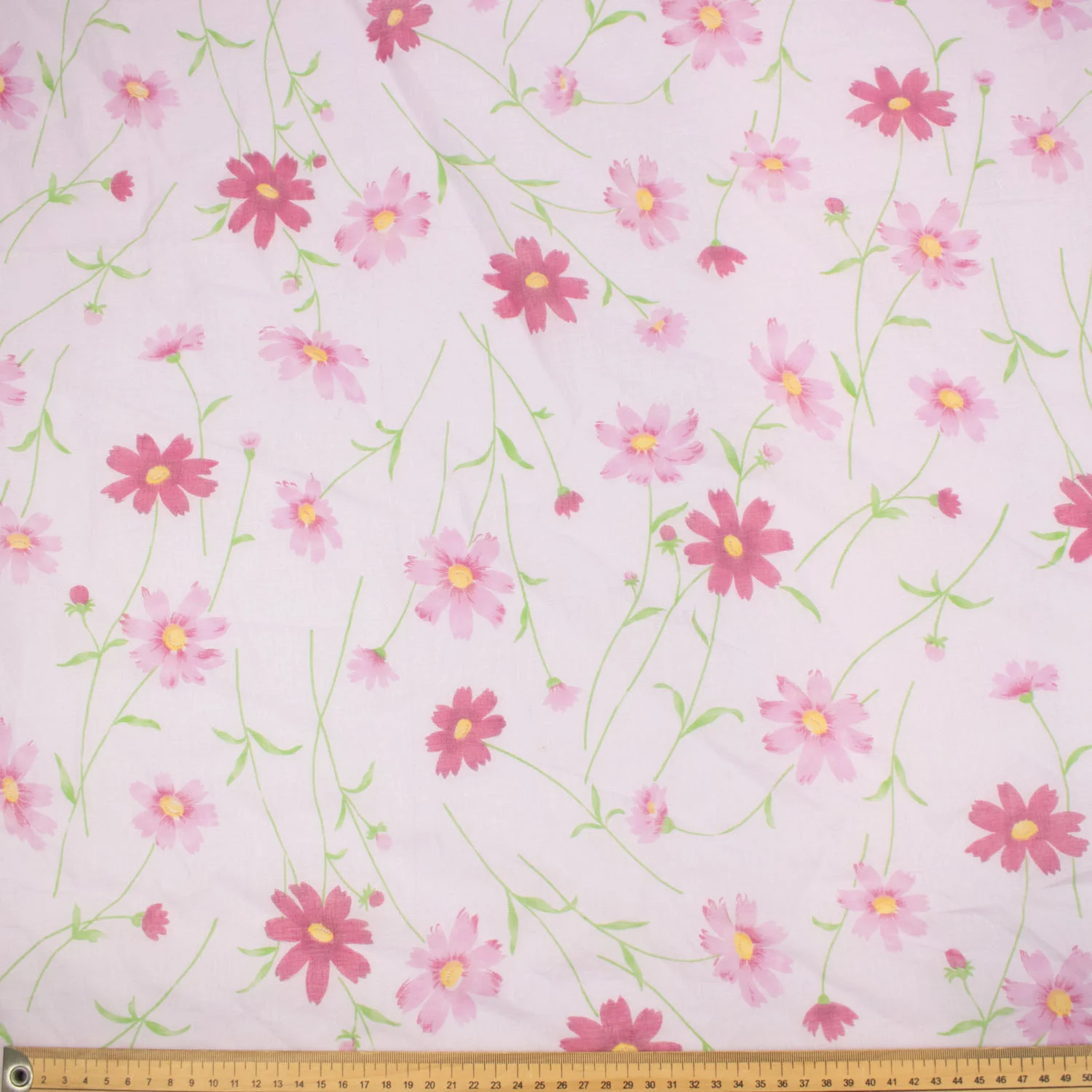 Printed Cotton Voile Design-90 Pink Flowers on Lilac - Image 2