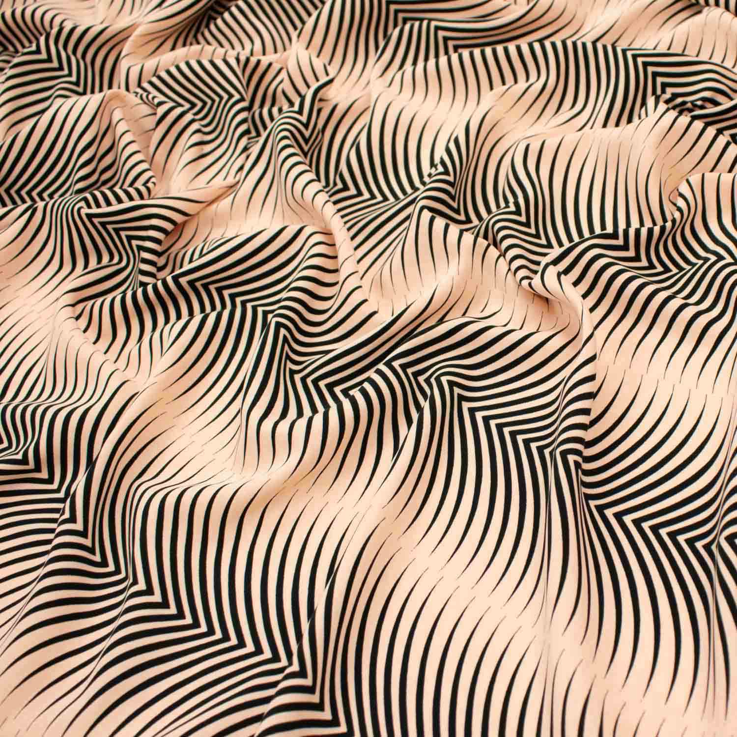 Printed Crepe Abstract Wavy Peach - Image 3
