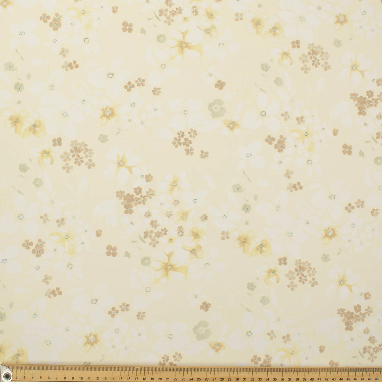 Printed Crepe Design-8 Beige Florals on Cream - Image 4