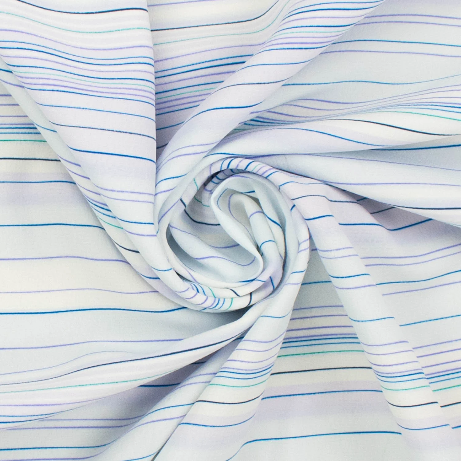 Printed Crepe Georgette Design-7 Ice Blue & Lilac Stripes - Image 3