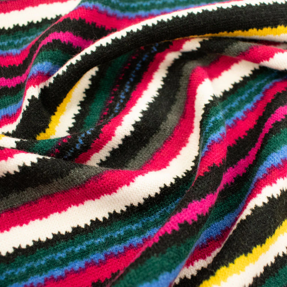 Linen Viscose Jersey Double Knit Des 5 - Hot Pink Multi-Colour Stripes - Image 3