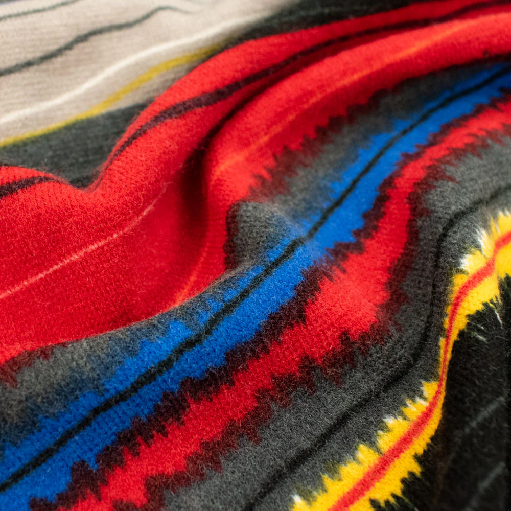 Linen Viscose Jersey Double Knit Des 8 - Vintage Red & Black Stripes - Image 5