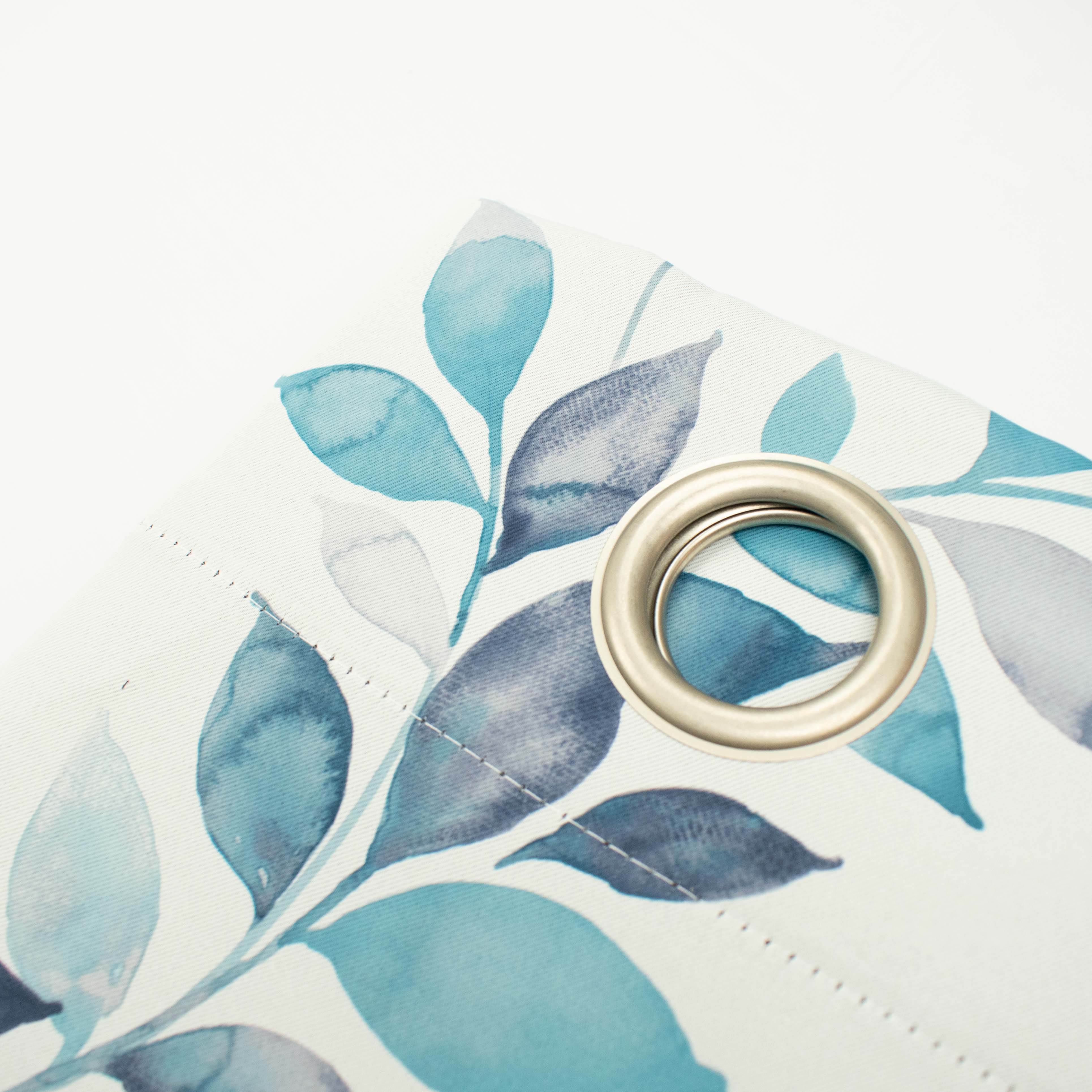 Printed Floral Triple Weave Blockout Ring Top Eyelet Curtains - Image 4