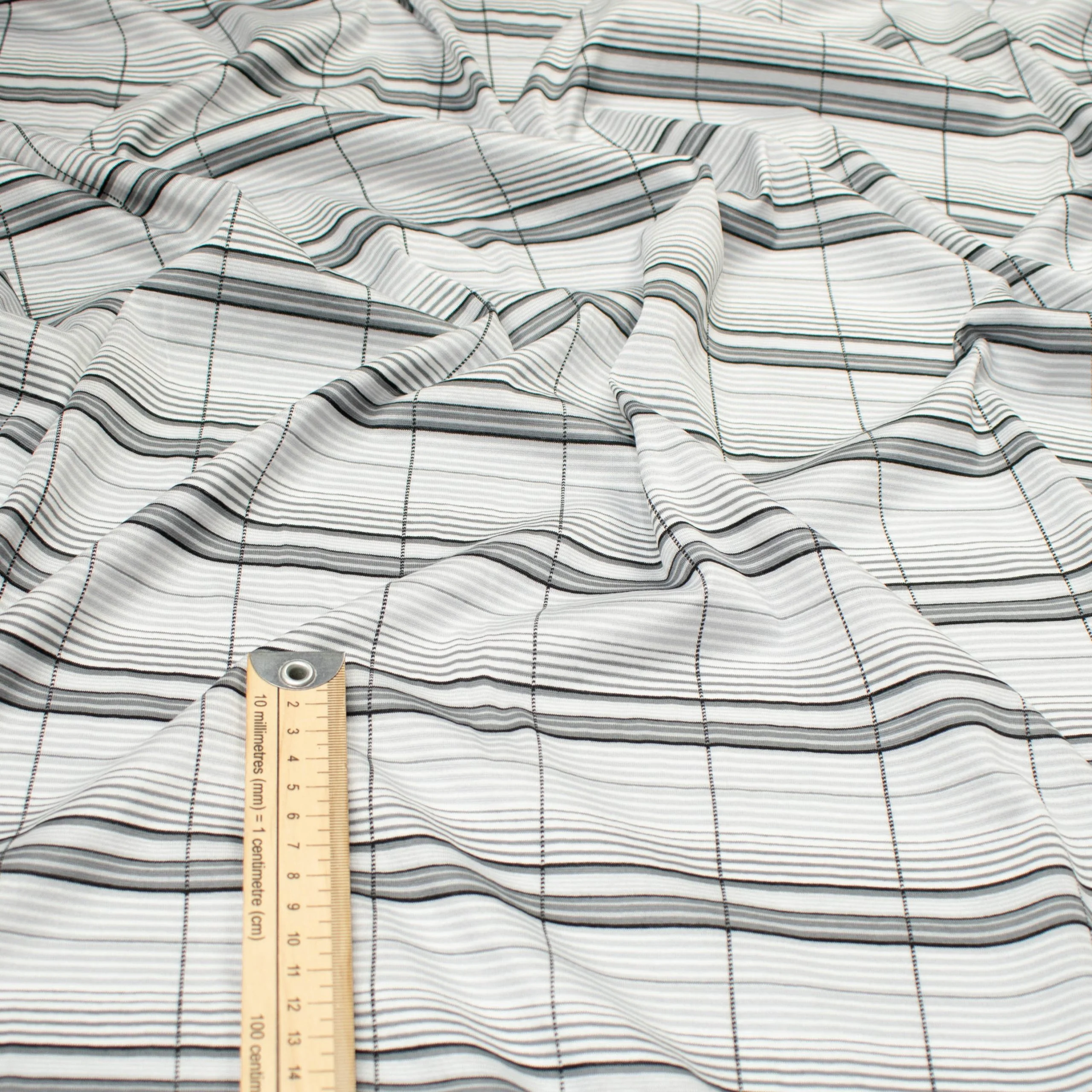Printed Knits Design-105 Grey & White Stripes