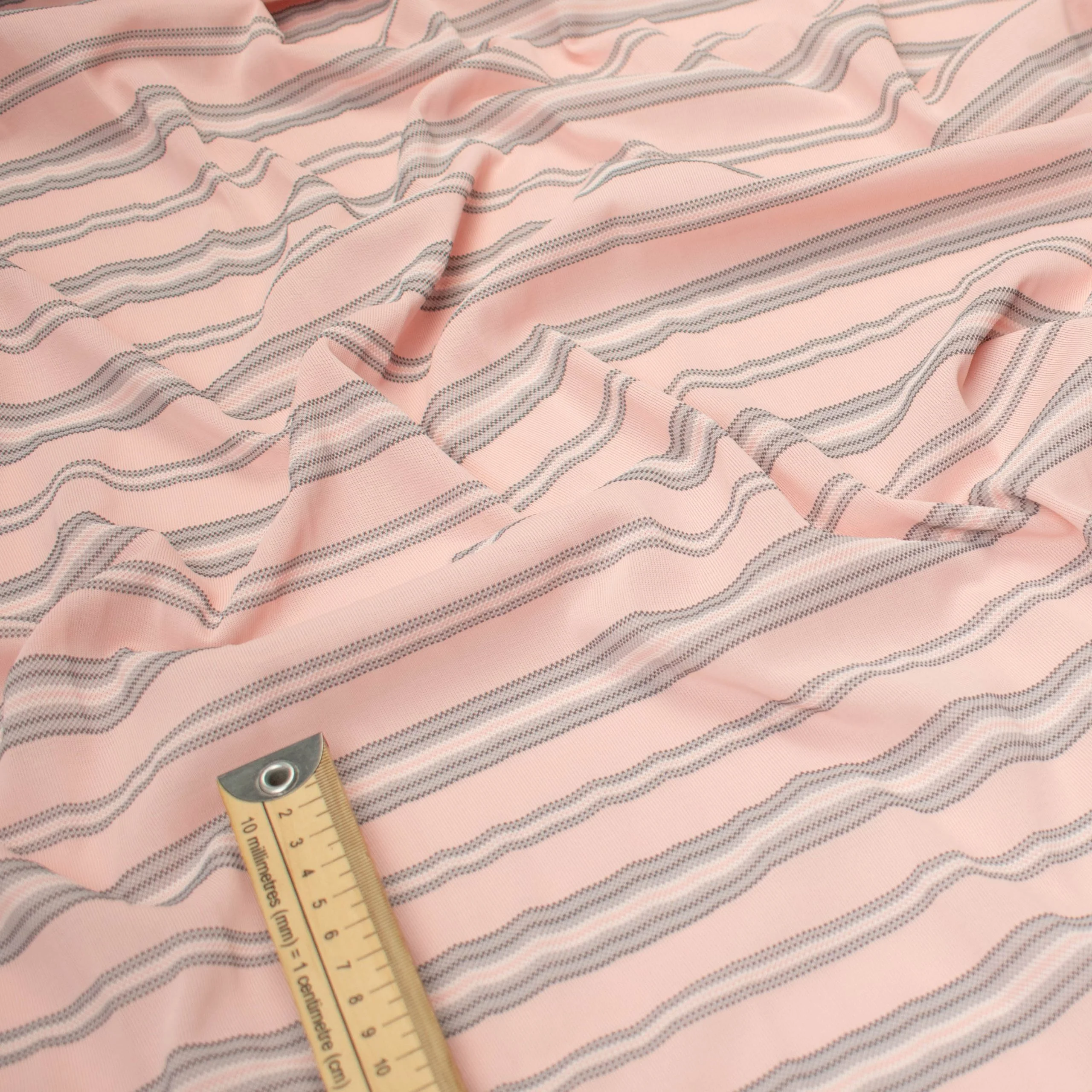 Printed Knits Design-115 Grey & Pink Stripes