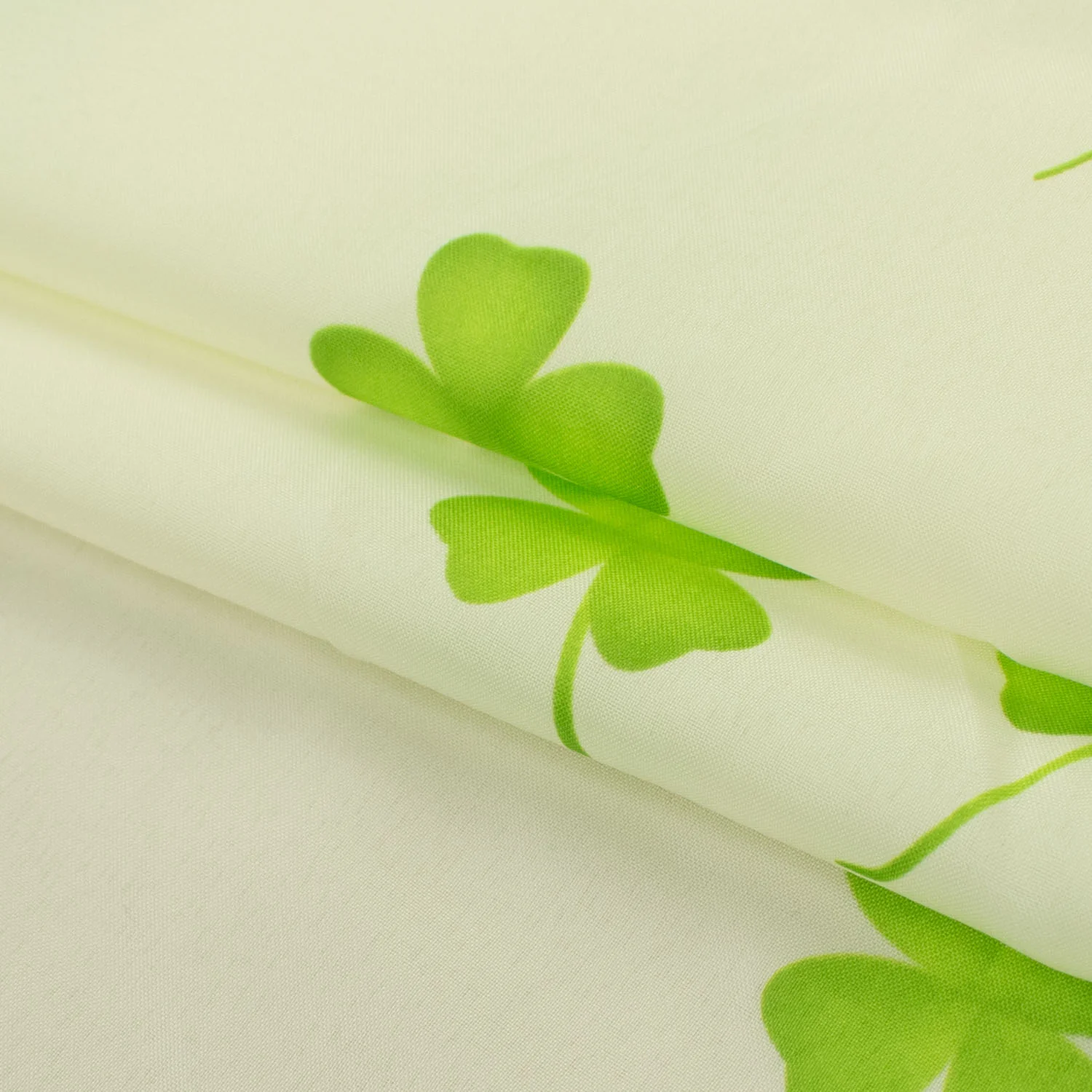 Printed Lining Design-20 Green Clover Leaves on Cream - Image 3