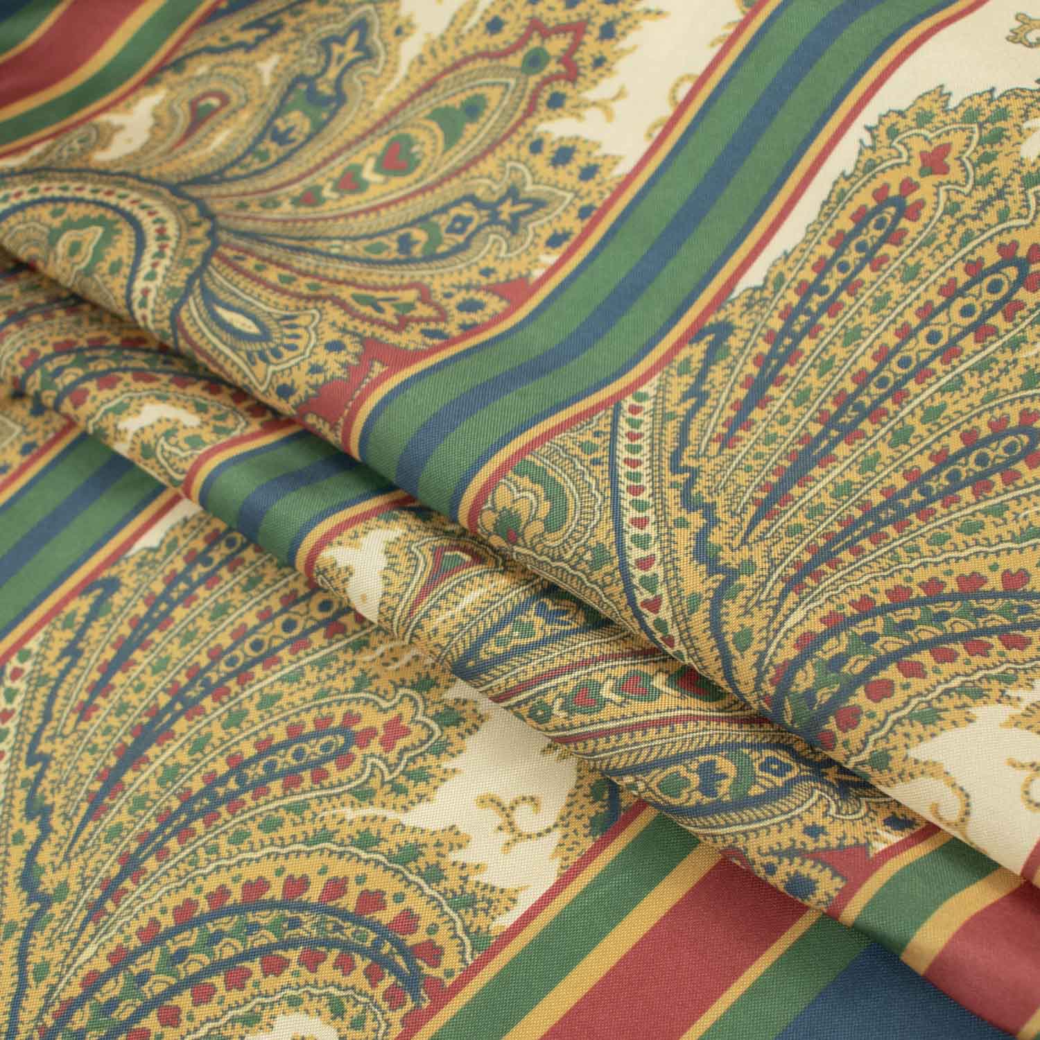 Printed Lining Design-29 Vintage Gold Paisley with Red & Blue Stripes - Image 5