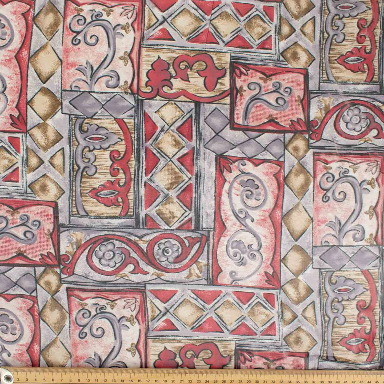 Printed Lining Design-36 Red & Grey Geometric - Image 3