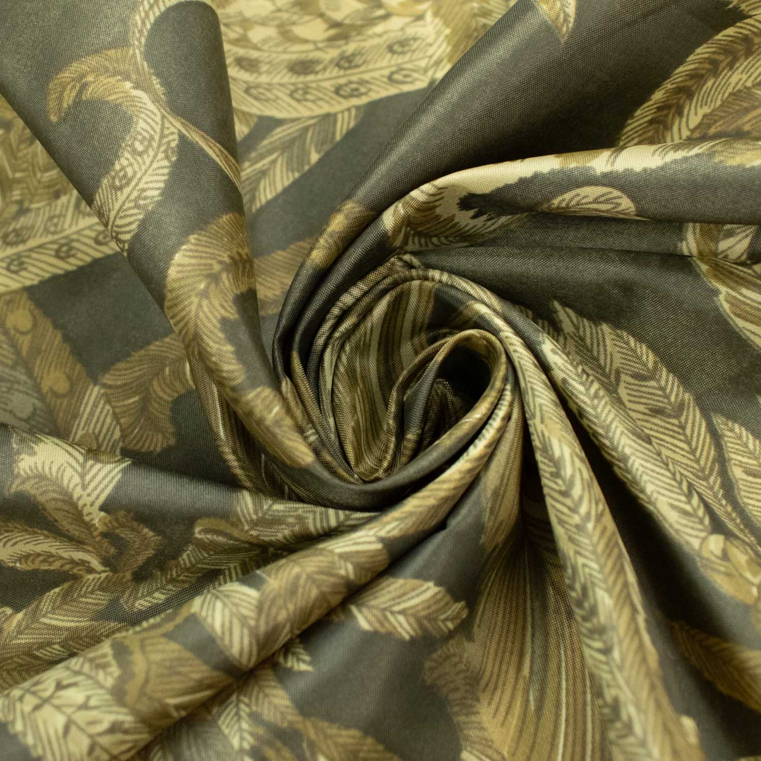 Printed Lining Design-38 Dark Gold Feather on Brown - Image 4