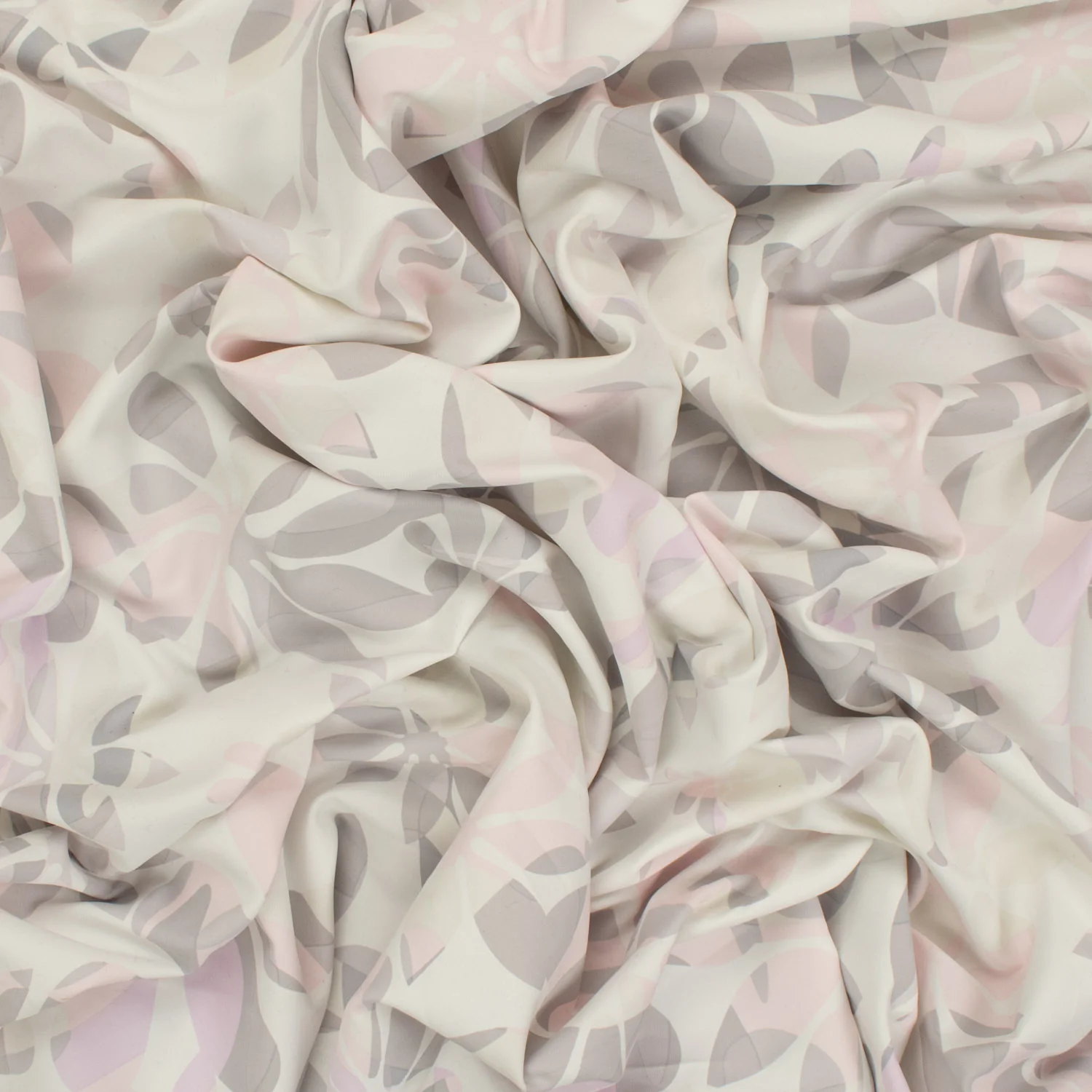 Printed Lining Design-39 Grey & Baby Pink Florals on Ivory - Image 4