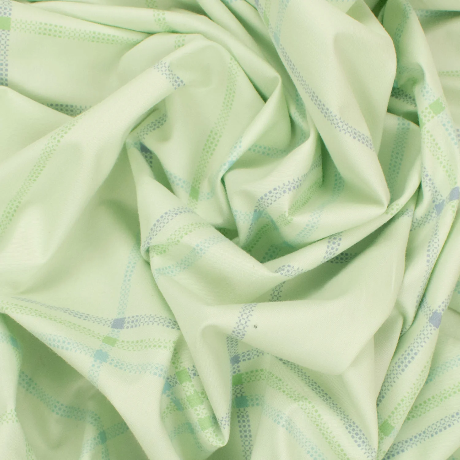 Printed Lining Design-44 Blue & Green Checks on Mint - Image 3