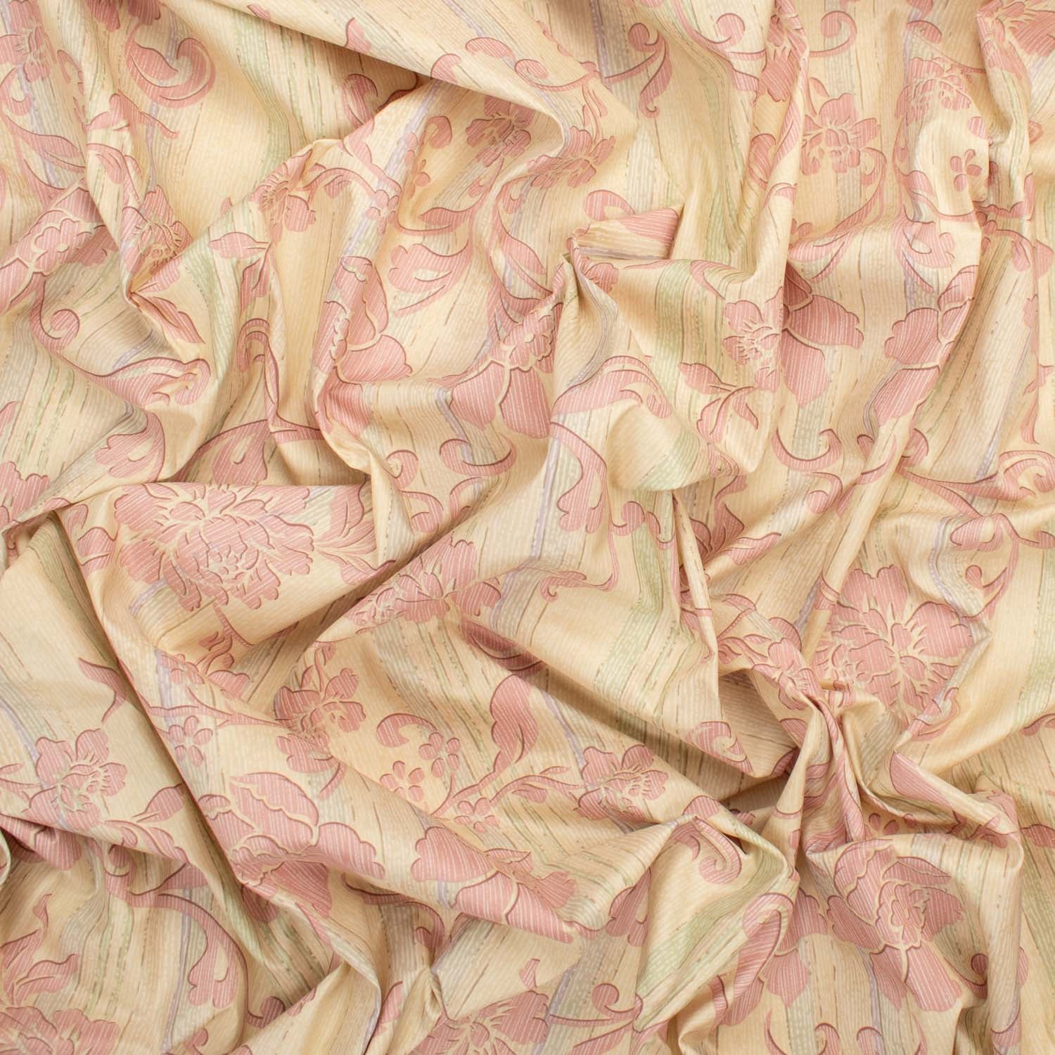 Printed Lining Floral Vines On Cream - Image 3