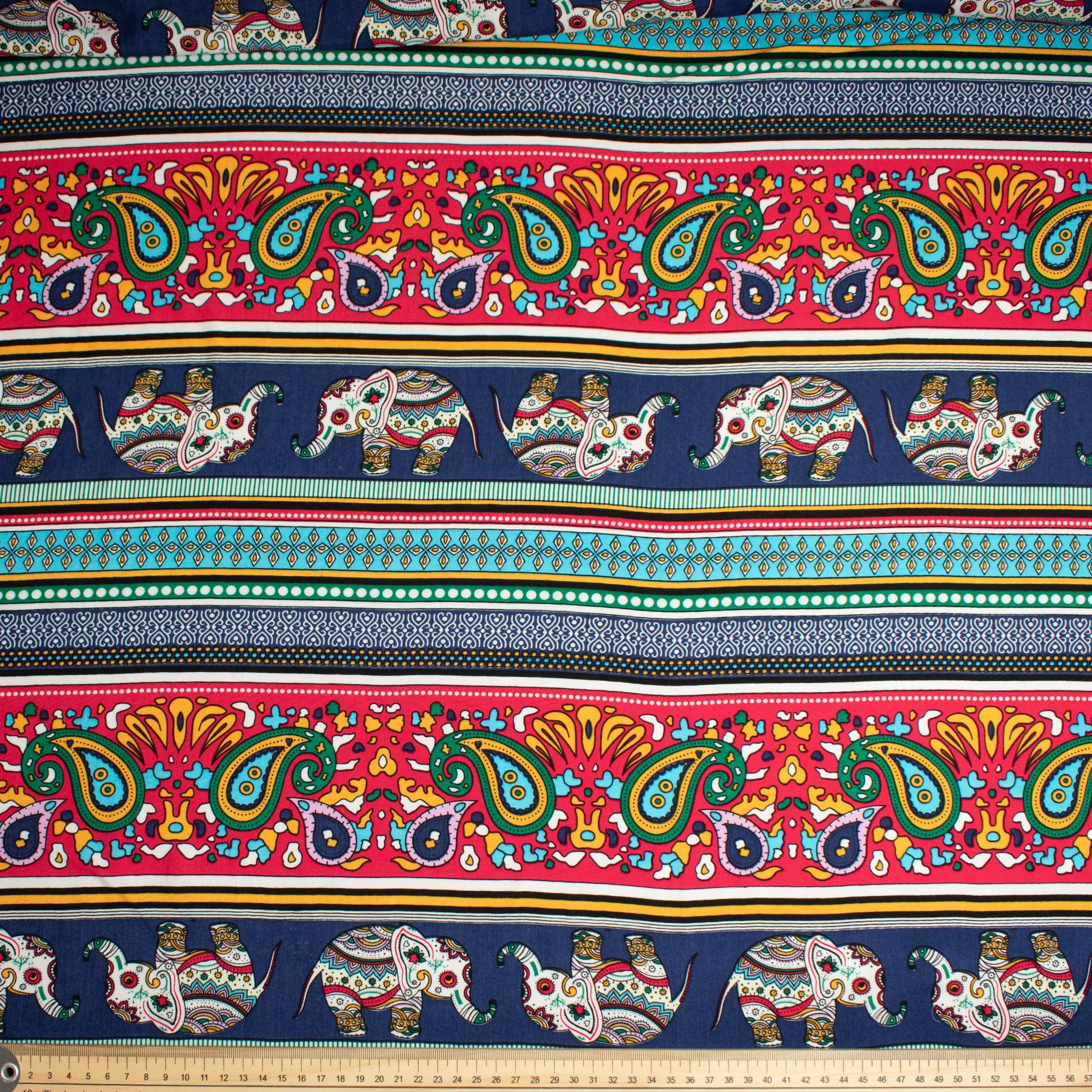 Printed Rayon Design-53 Purple Paisley & Blue Elephant - Image 2