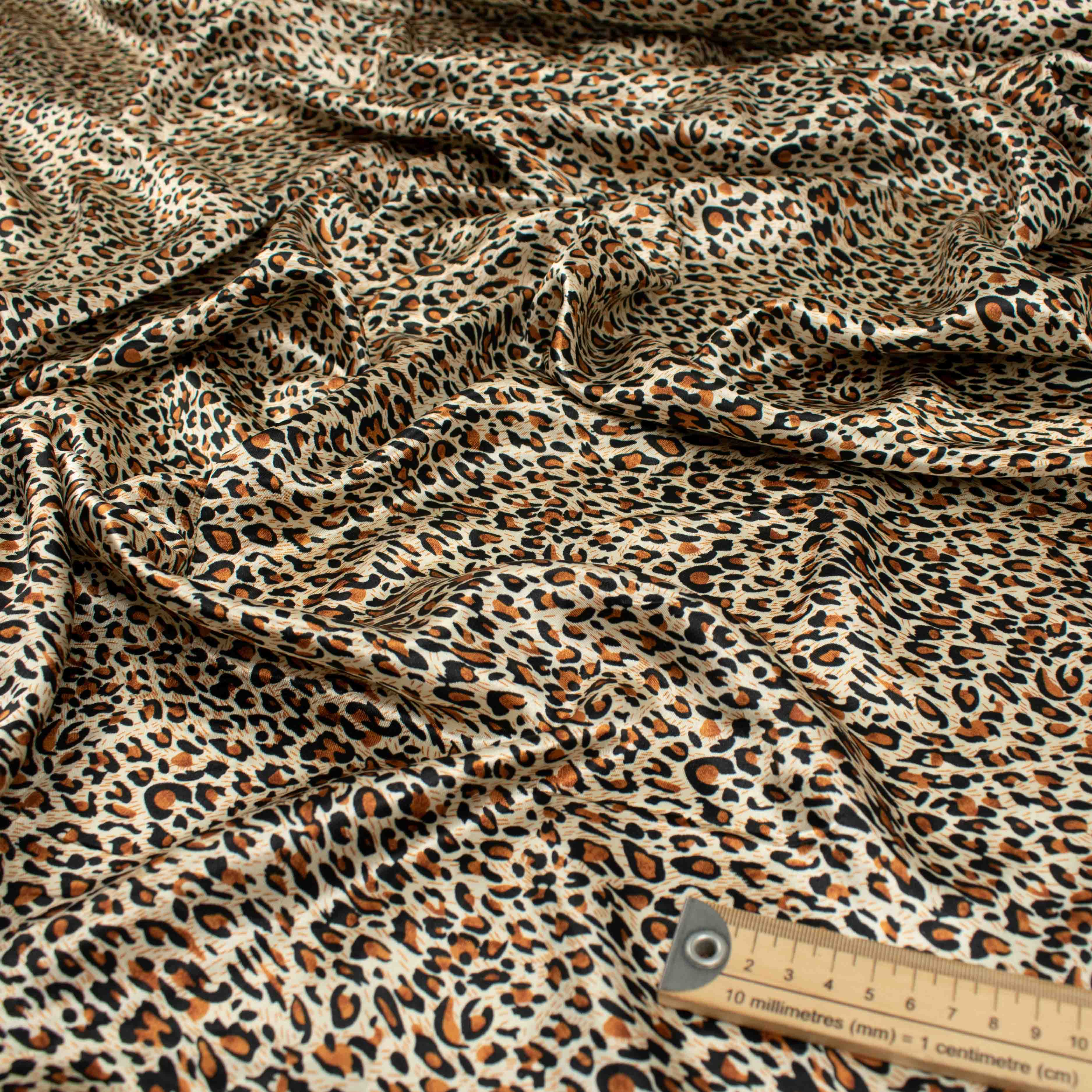Printed Satin Design-39 Orange & Black Leopard - Image 2