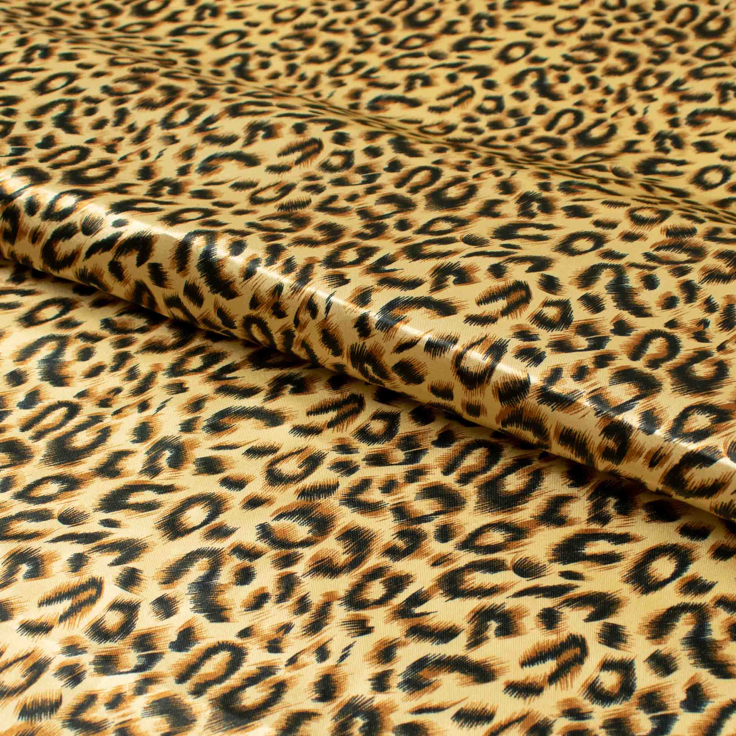Printed Satin Design-40 Brown & Black Leopard on Gold - Image 2