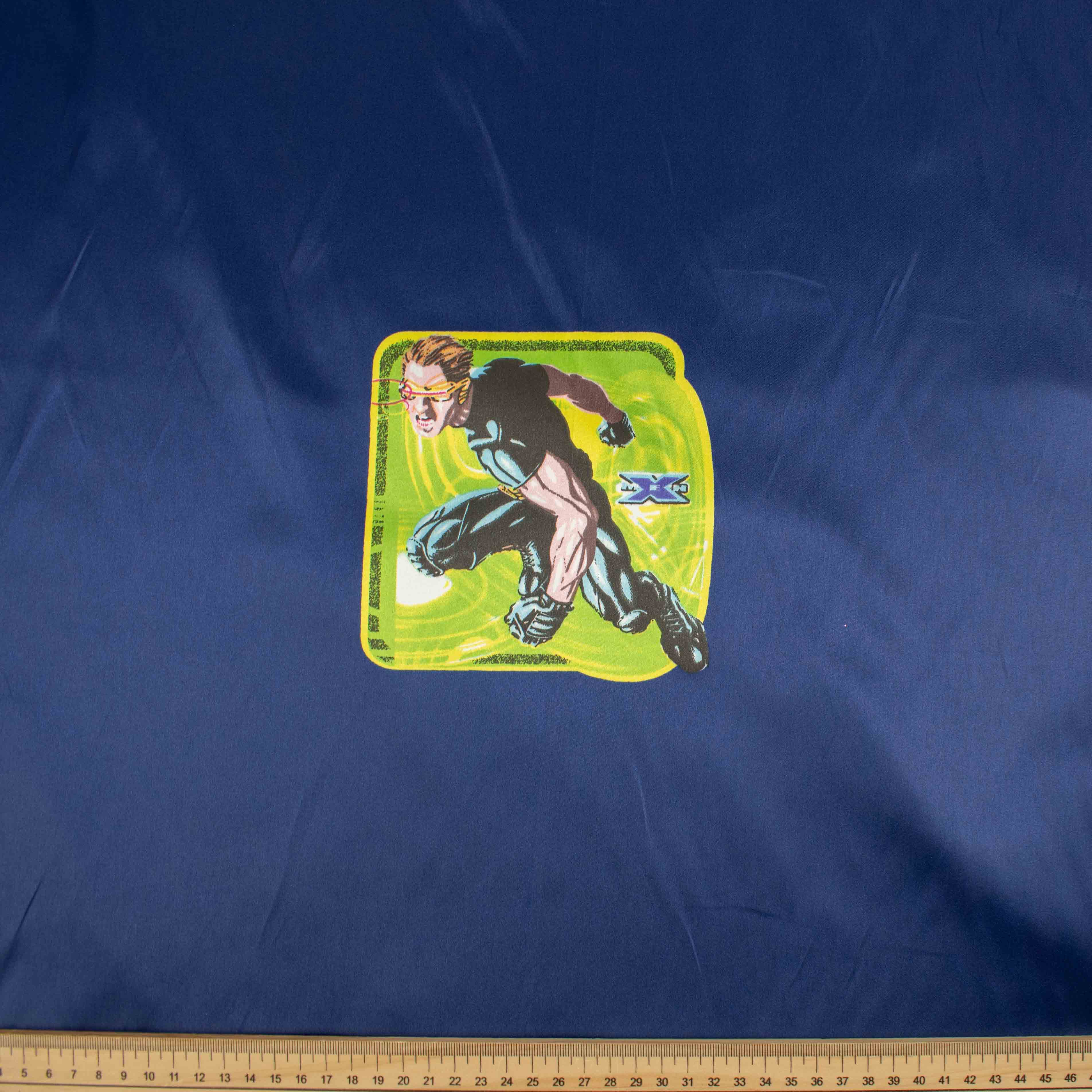 Printed Satin Design-49 Heroes on Navy - Image 2