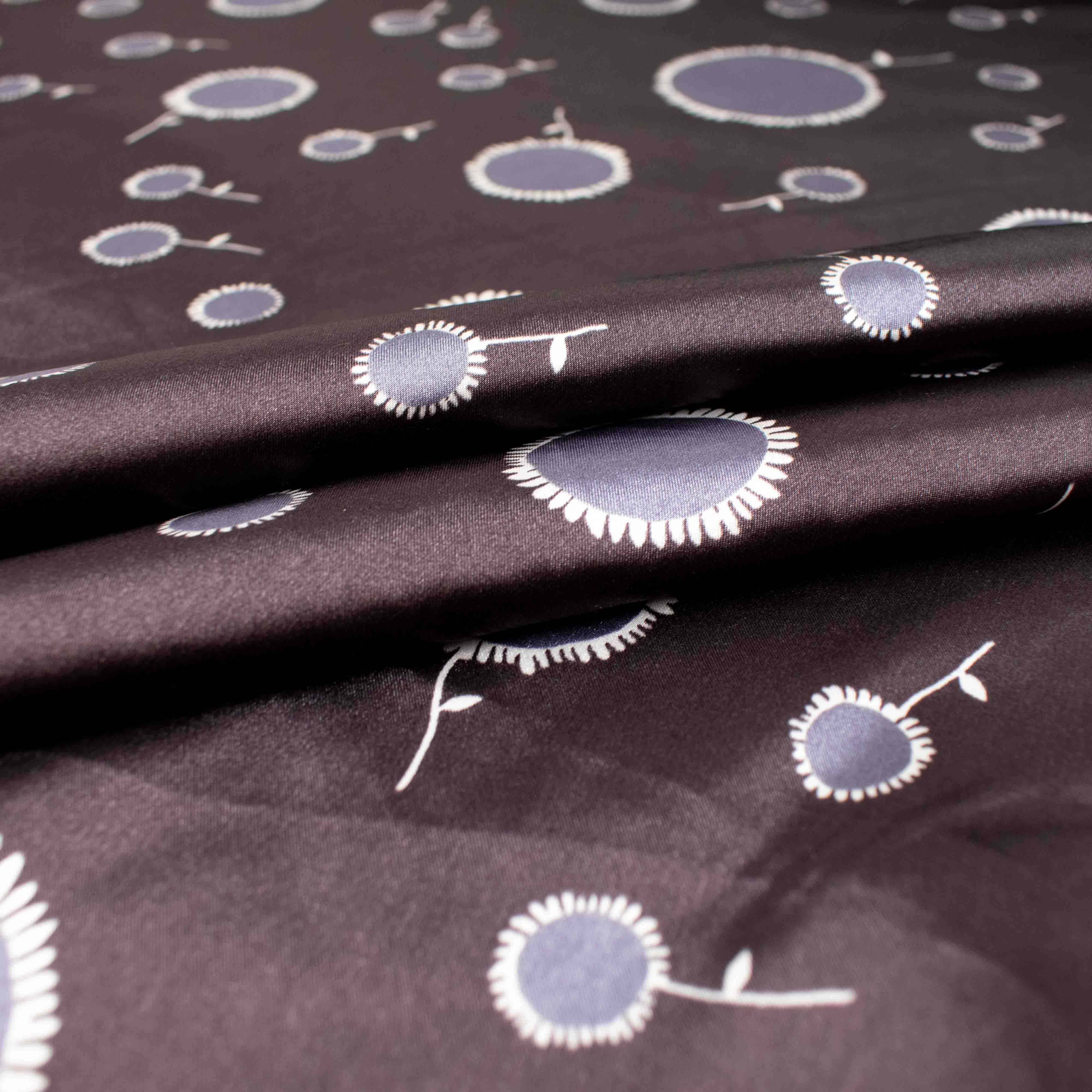 Printed Satin Design-8 Silver Grey Dots Dark Purple - Image 2
