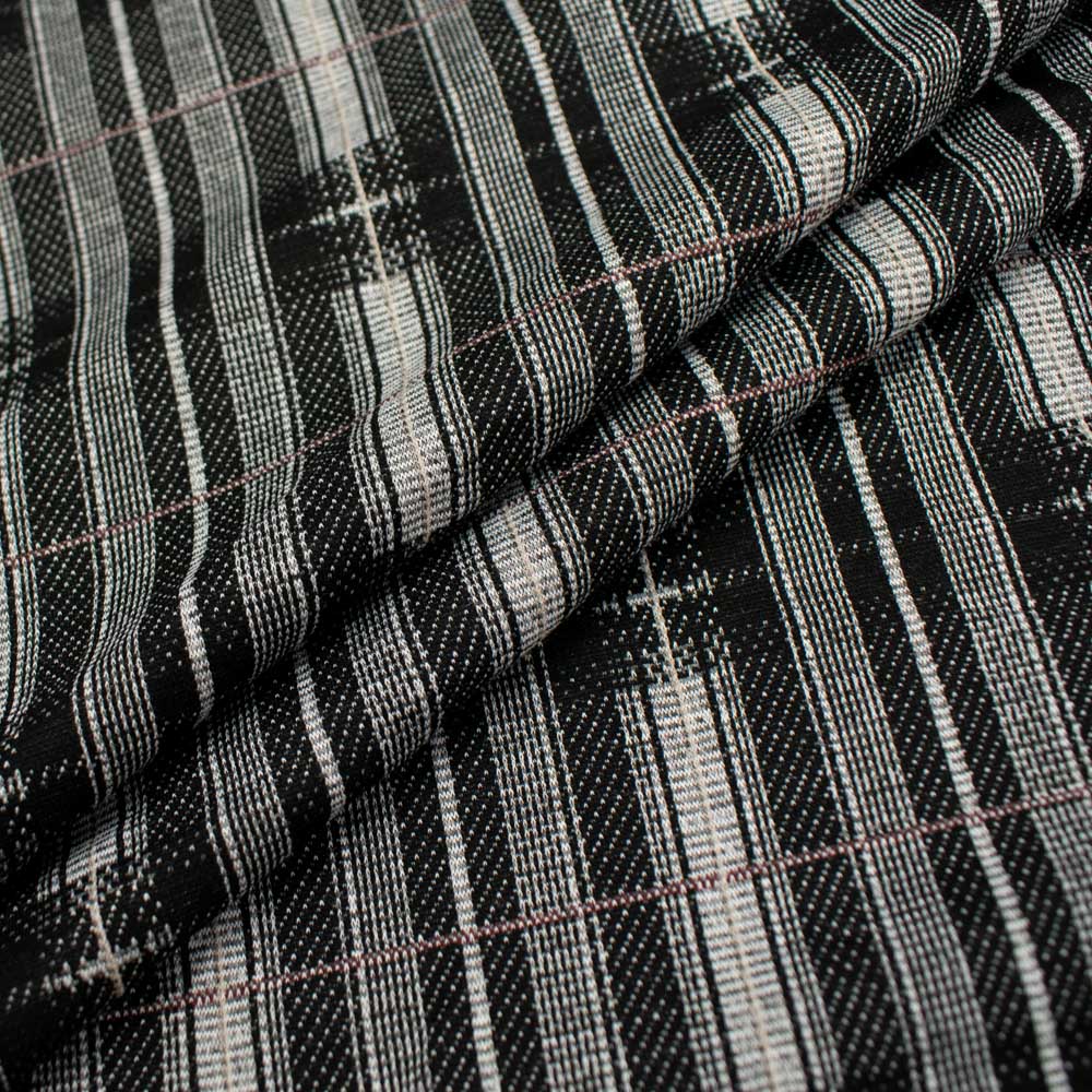 Printed Suiting Knit Design 1 - Black & White Stripes - Image 2