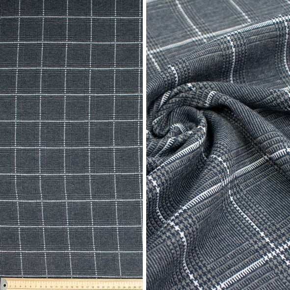 Printed Suiting Knit Design 3 - Grey Check