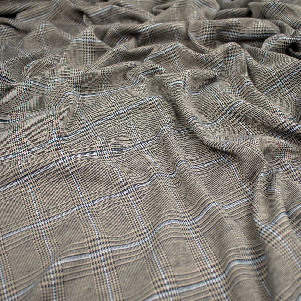 Printed Suiting Knit Design 2 - Latte Check - Image 2