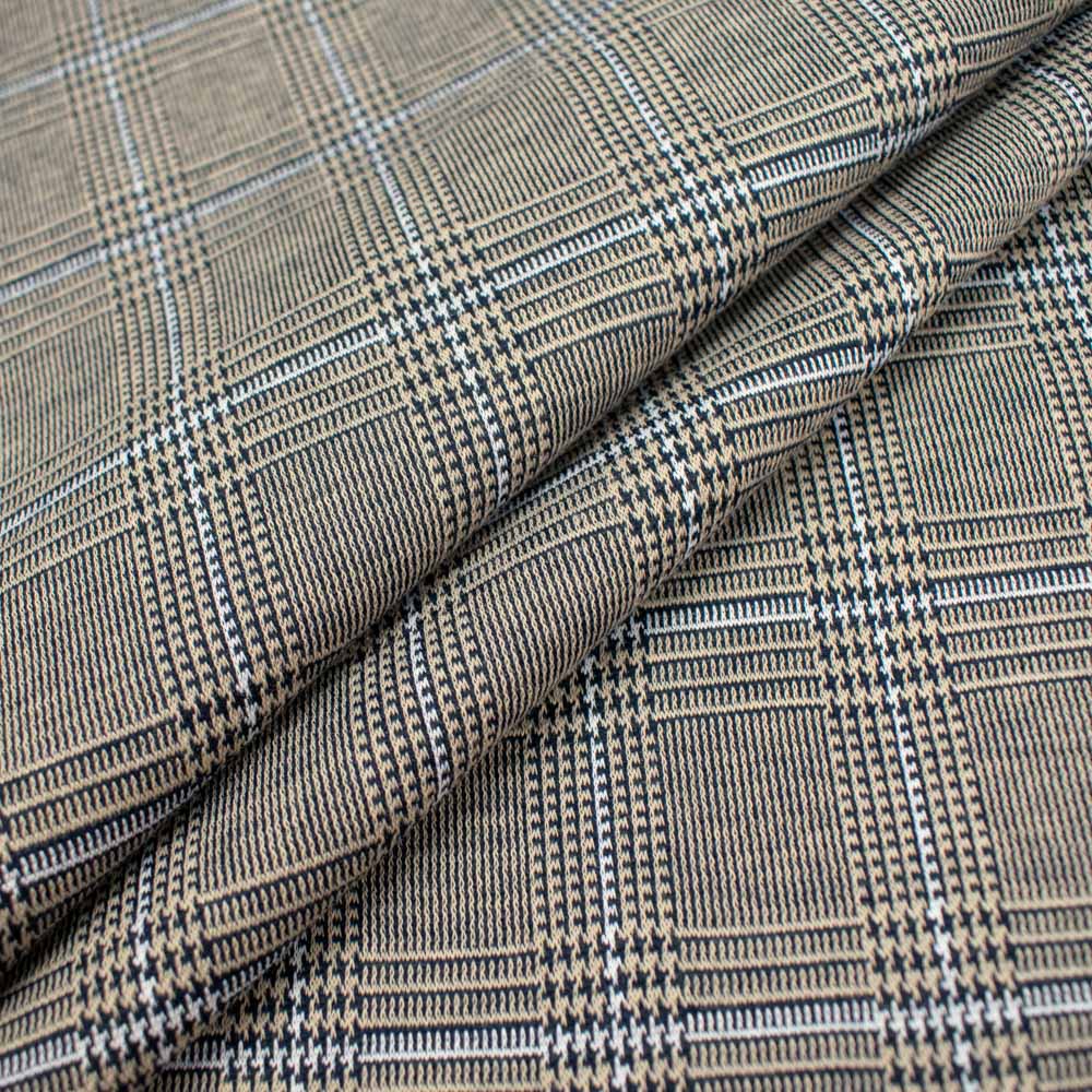 Printed Suiting Knit Design 2 - Latte Check - Image 3