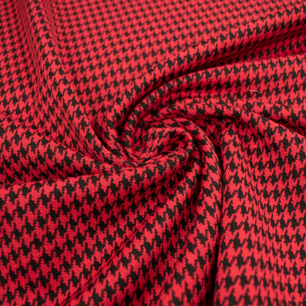 Printed Suiting Knit Design 5 - Red/Black Houndstooth - Image 3