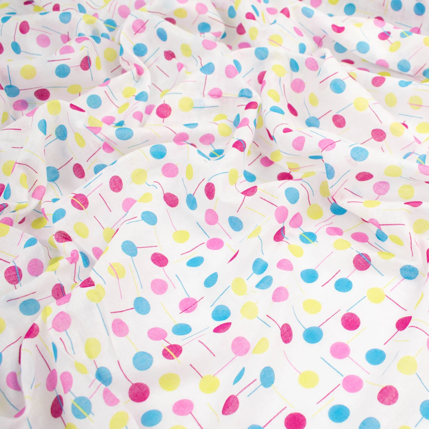 Printed Voile Blue & Pink Dots - Image 2