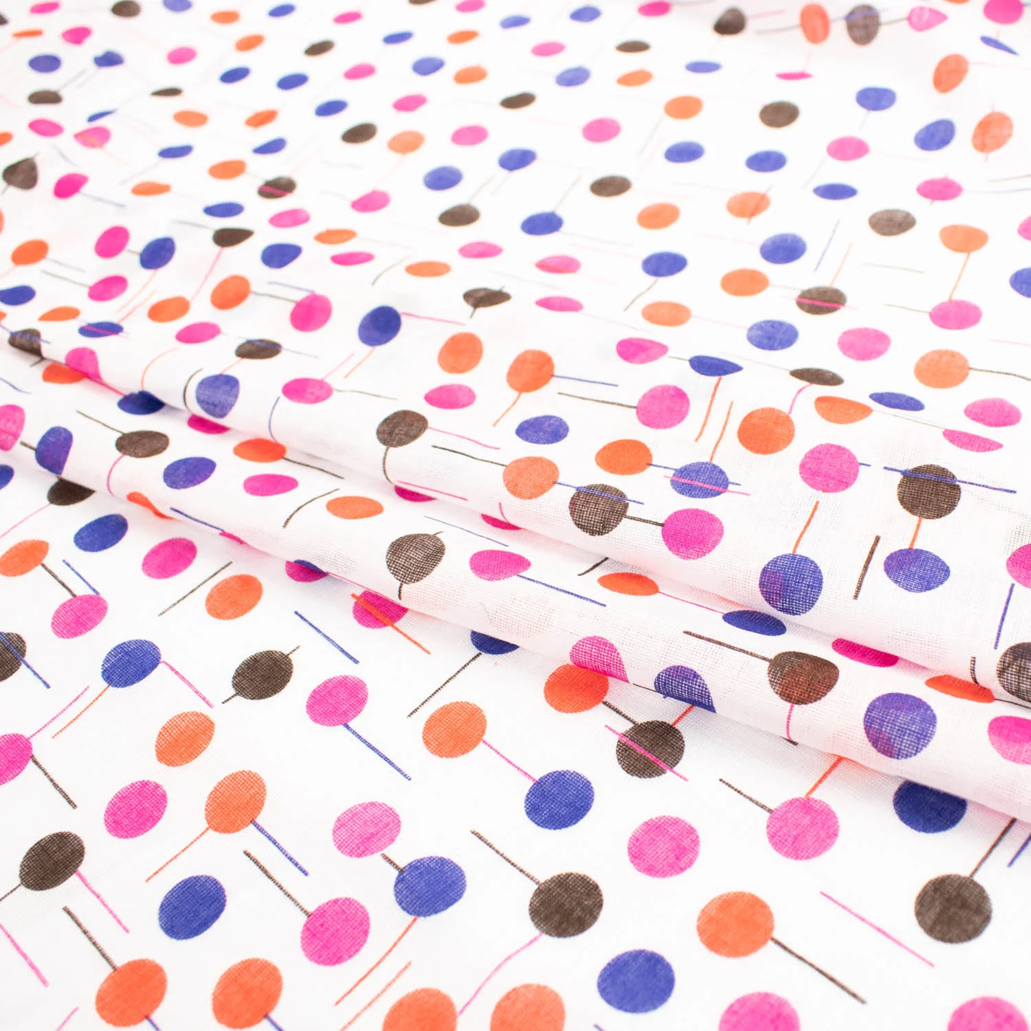 Printed Voile Red & Blue Dots - Image 3