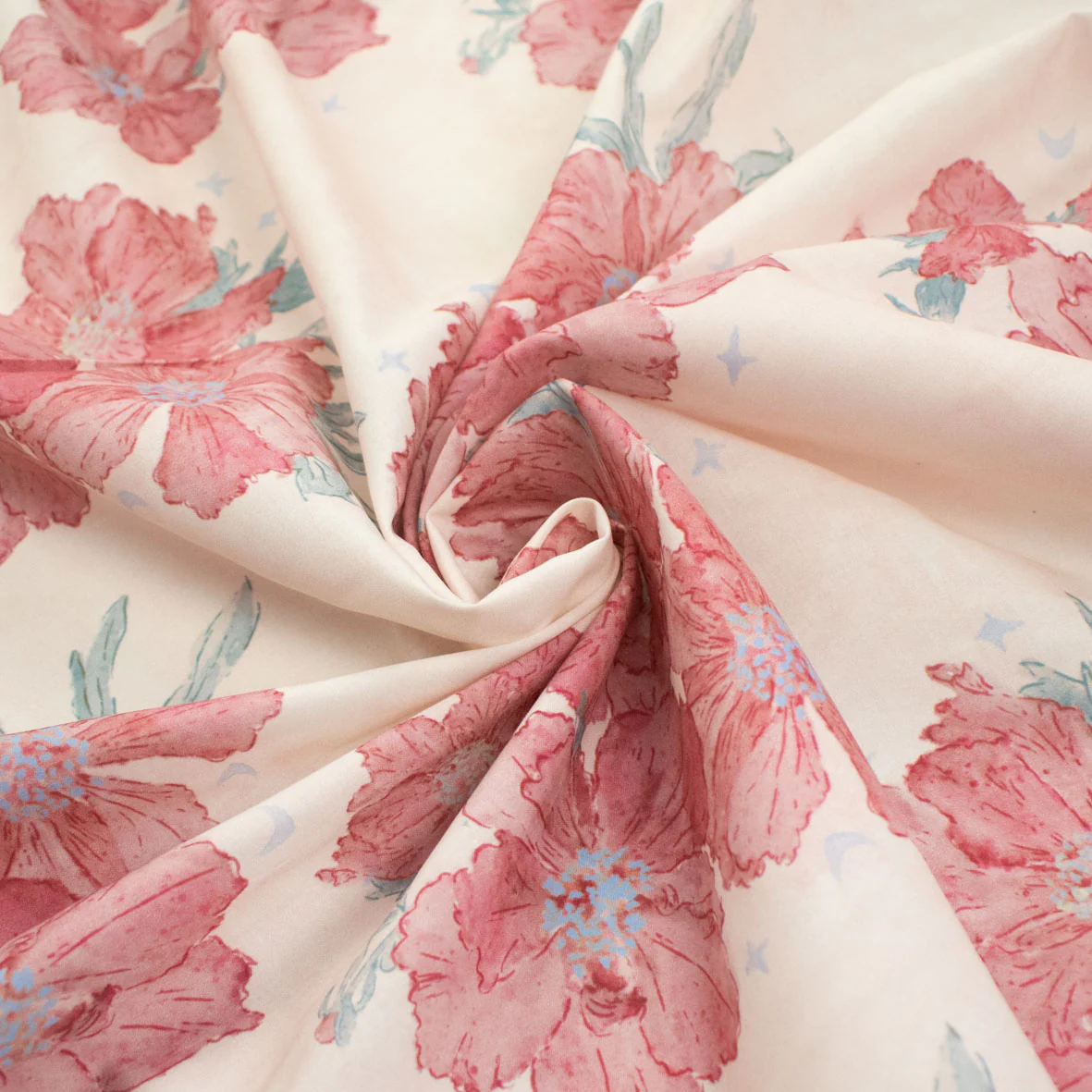 Pure Cotton Lawn Watercolour Prints SS-41834 - Vintage Floral Red - Image 2