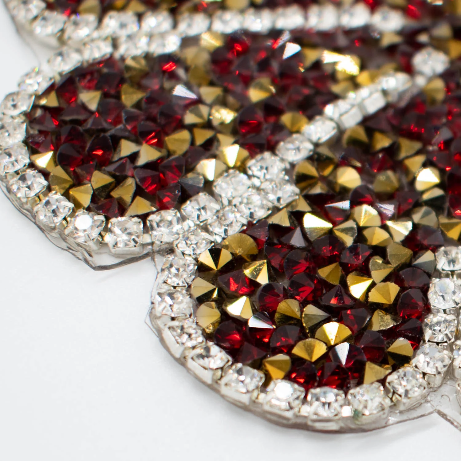 Red & Gold Diamante Flower Iron-on Motif Design-MOT-AA06 9.5CM - Image 3