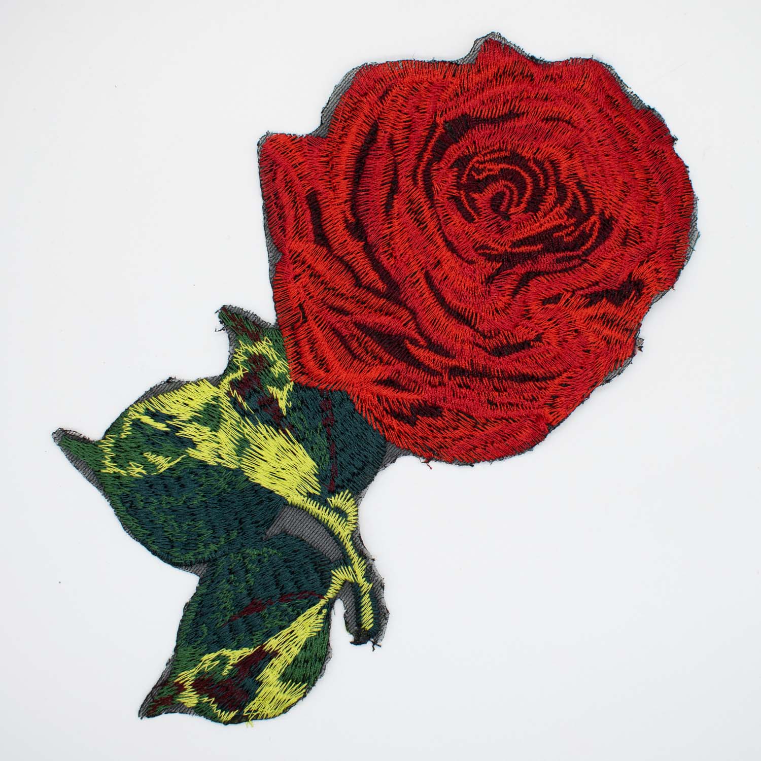 Red Rose Flower Embroidered Applique Sew On Motif