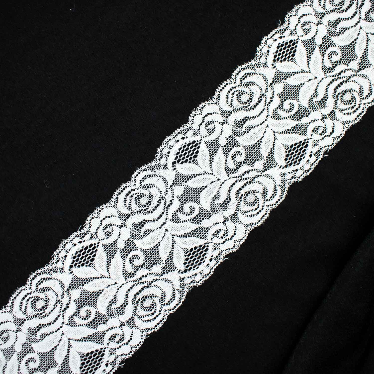 Rose & Leaves Stretch Lace Trim 8CM - Image 18