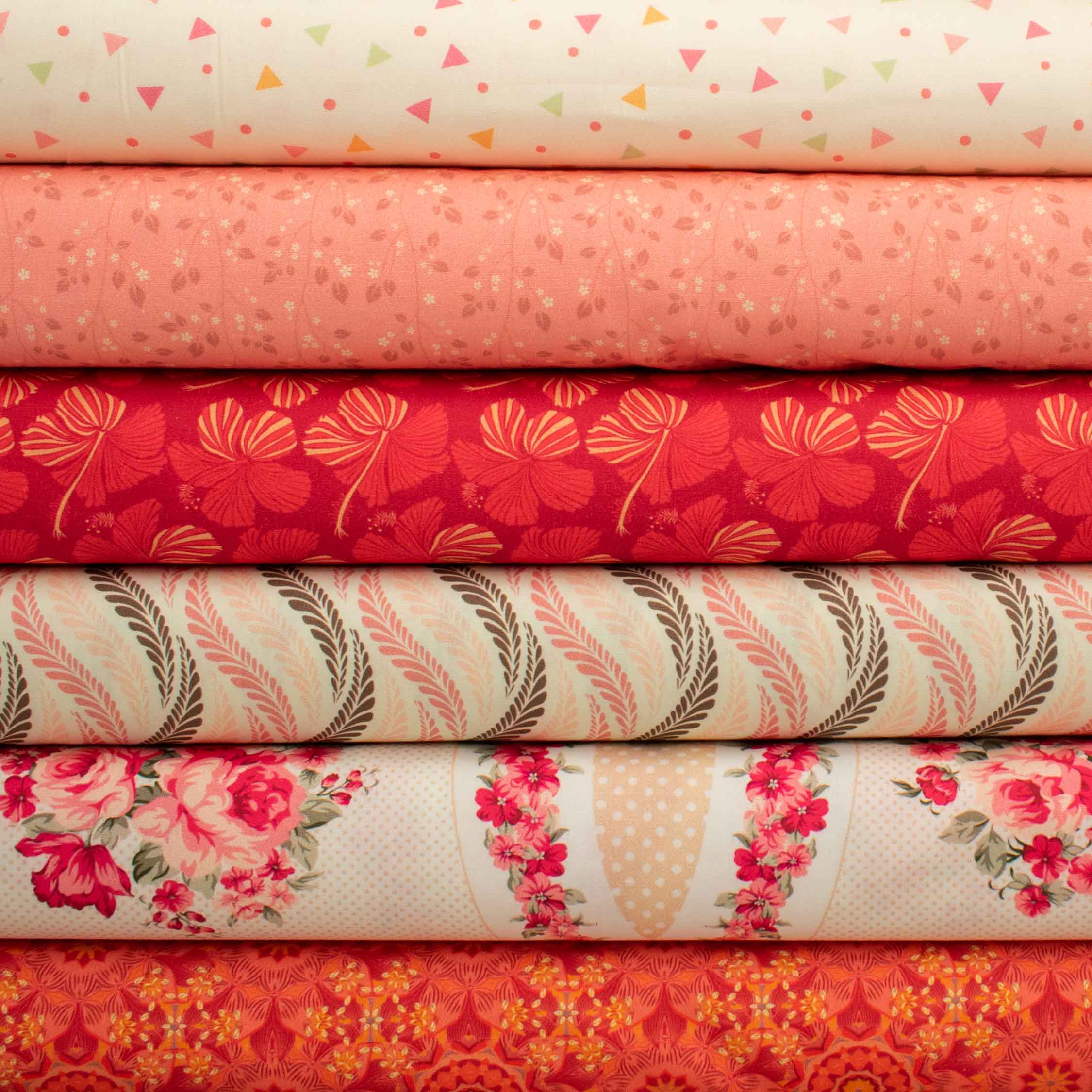 Ruby Red Collection #08 Multicolour Triangles on Pale Yellow Cotton Prints - Image 2